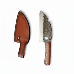 Професионален японски сатър „Kurokawa“ – ръчно кован, неръждаема въглеродна стомана, дървена дръжка и кожена кания