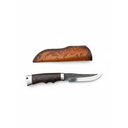 Ловен нож „Woodland Edge“ – 4Cr13 стомана, дървена дръжка и кания от телешки бланк