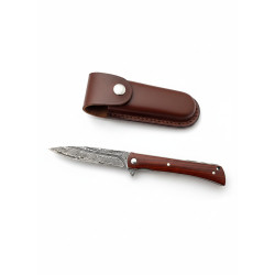 Redwood Trail VG10 – Дамаски сгъваем нож със стабилизирано дърво (21.5 см)