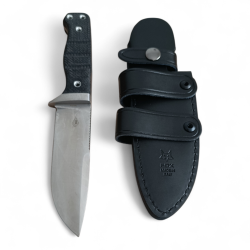 Тактически ловен нож с фултанг конструкция – стомана D2, дръжка от микарта и кания от естествена кожа