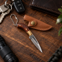 Мини джобен нож ключодържател Redwood Mini с кожена кания