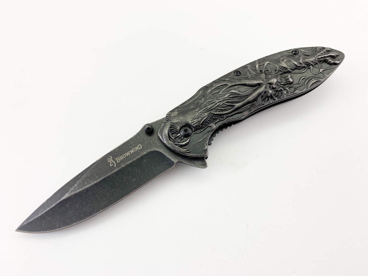 Сгъваем автоматичен нож метален и масивен Browning 3D print Дракон