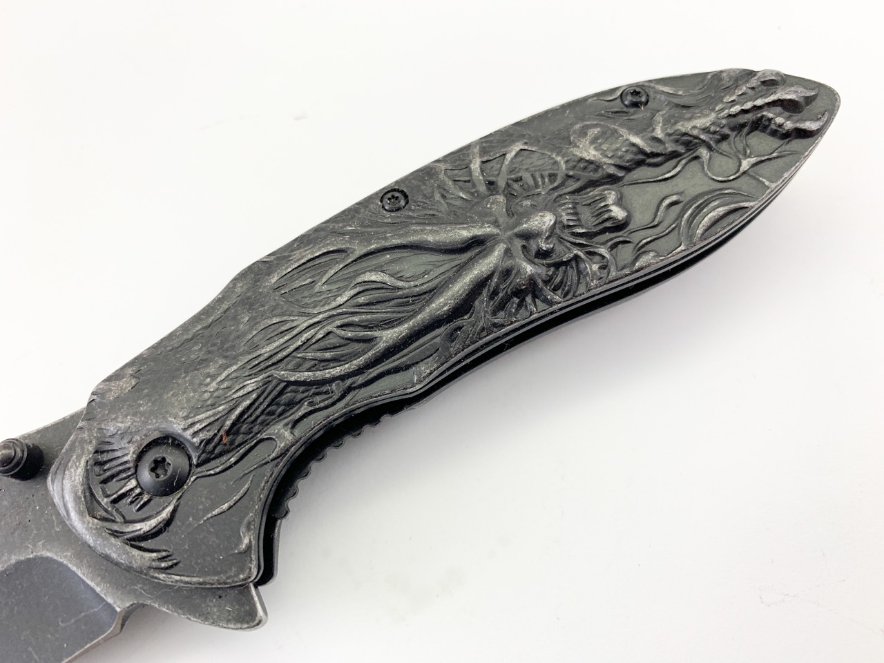 Сгъваем автоматичен нож метален и масивен Browning 3D print Дракон