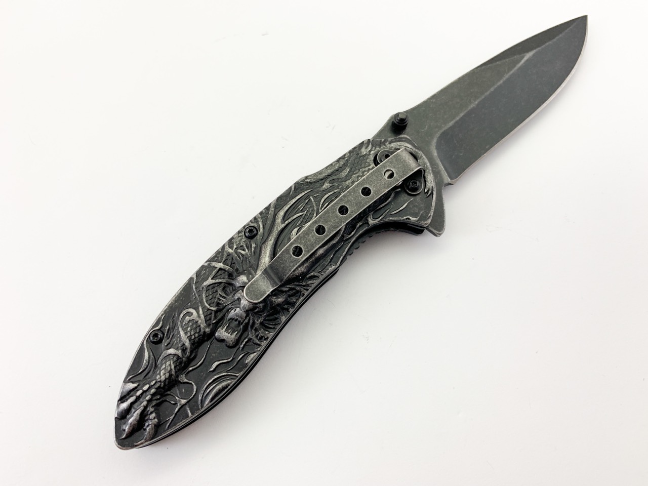 Сгъваем автоматичен нож метален и масивен Browning 3D print Дракон