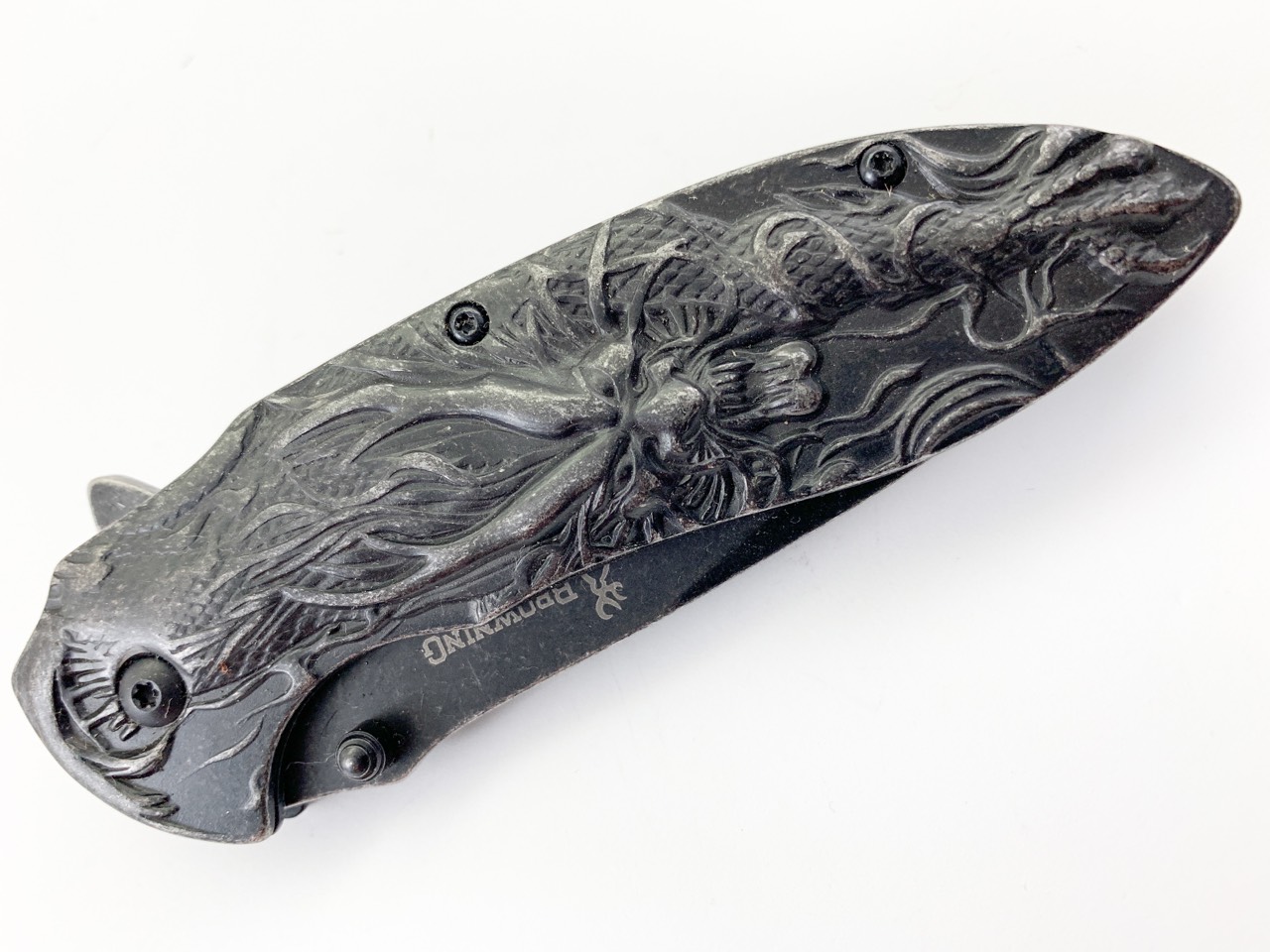 Сгъваем автоматичен нож метален и масивен Browning 3D print Дракон