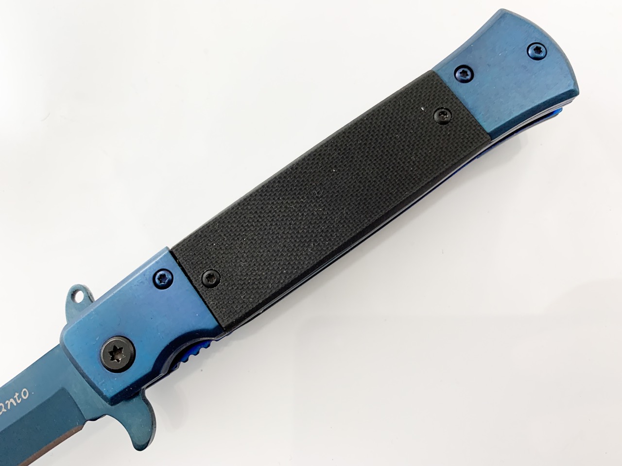 Сгъваем автоматичен нож син цвят дизайн стилето Sog Flash tanto 440 steel