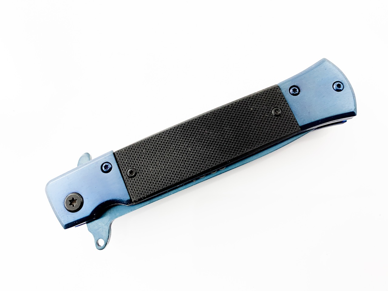 Сгъваем автоматичен нож син цвят дизайн стилето Sog Flash tanto 440 steel