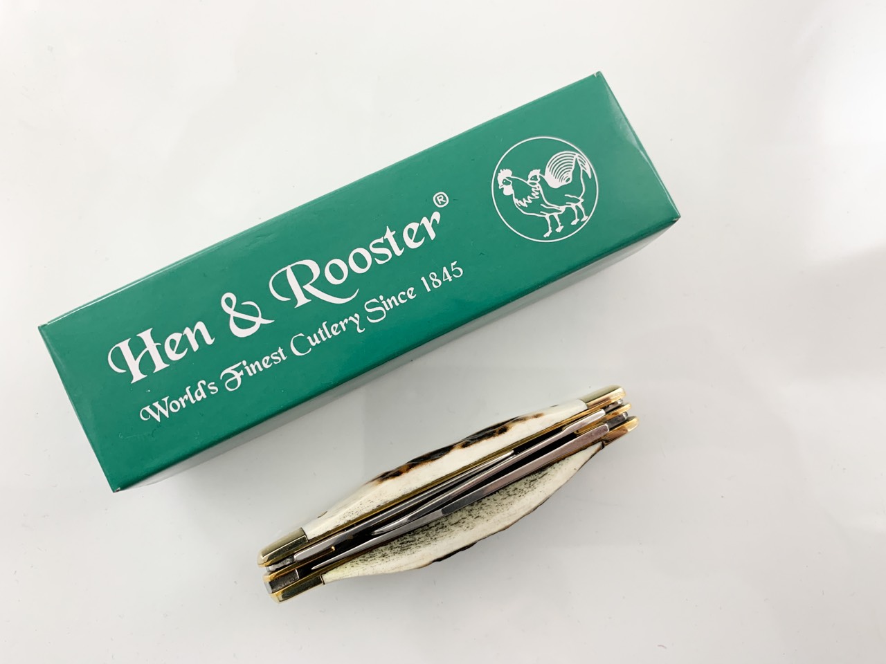 Уникат малък нож с еленови чирени немски Hen and Rooster Genuine Deer Stag Whittler Stainless Pocket Knife Knives