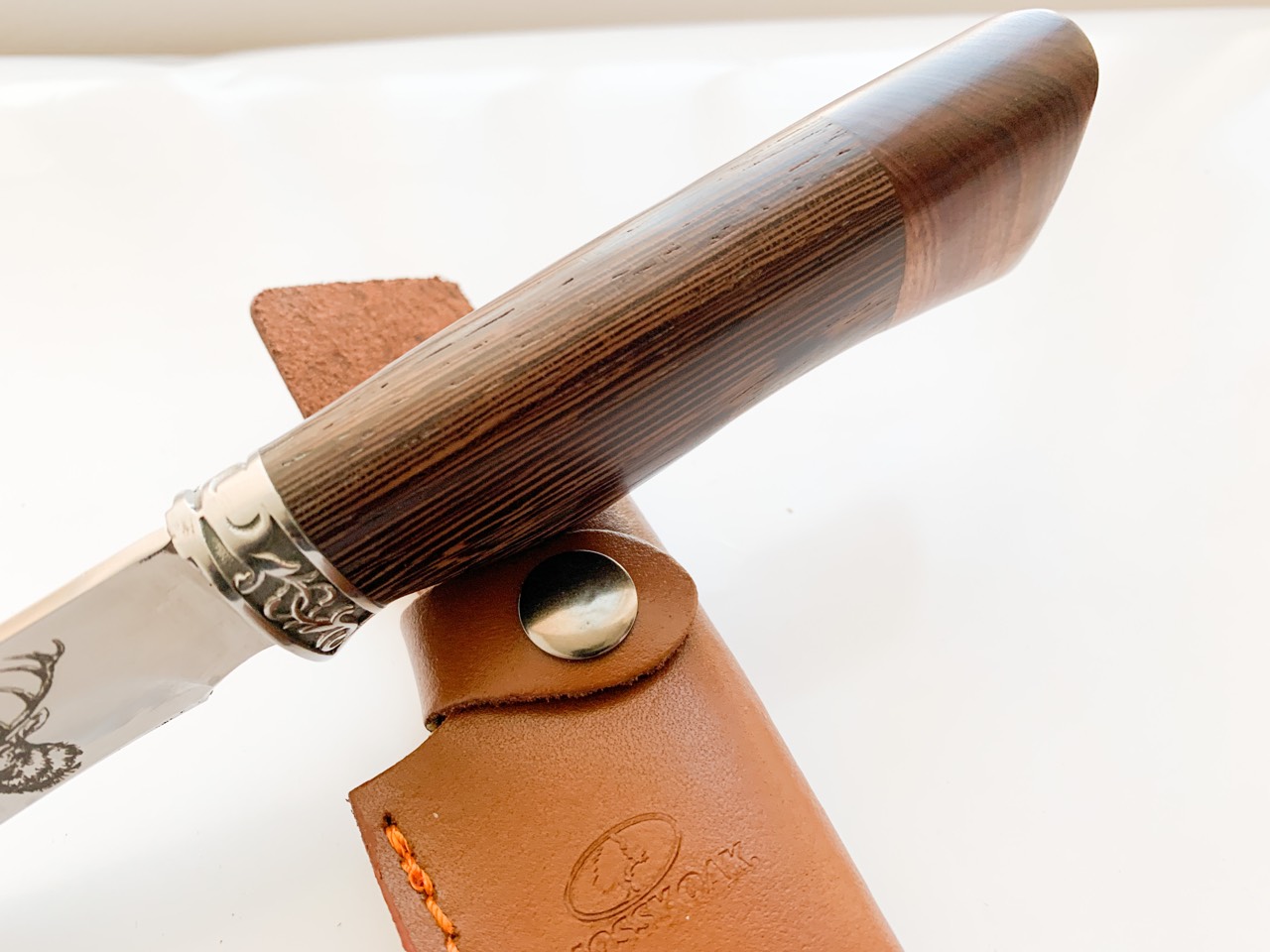 Руски ловен нож Олень Елен стомана 65х13 с кожена кания