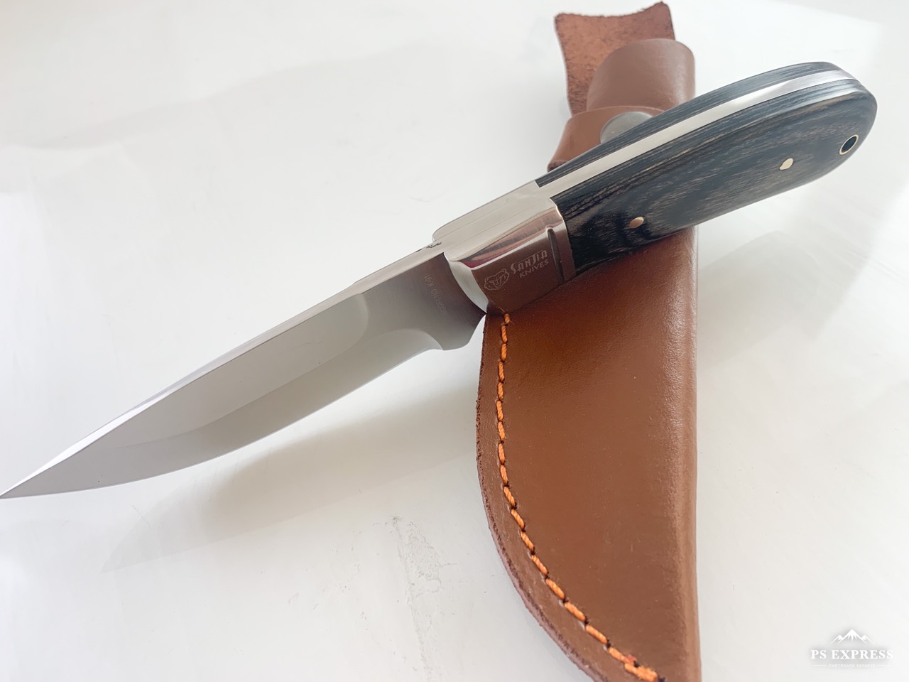 USA Sanjia Knife Ловен нож масивен фултанг с кожена кания