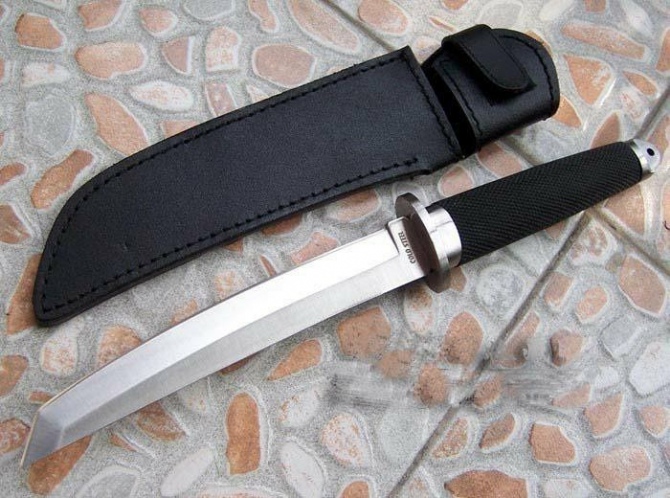 Къс меч с танто острие и кожен клъф- Magnum Tanto II in San Mai