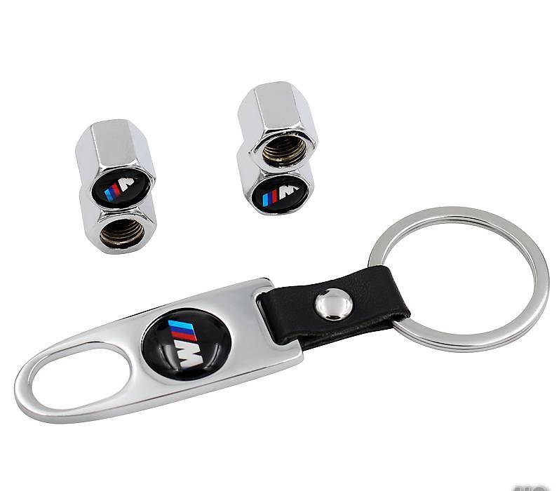 Ключодържател с 4 бр капачки за винтилите/ вентили БМВ/BMW- bmw m power сребрист цвят