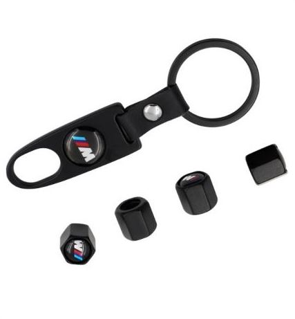 Ключодържател с 4 бр капачки за винтилите/ вентили БМВ/BMW-bmw m power черен цвят