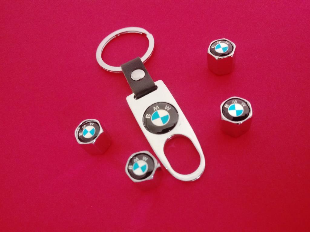 Ключодържател с 4 бр капачки за винтилите/ вентили БМВ/BMW-сребрист цвят