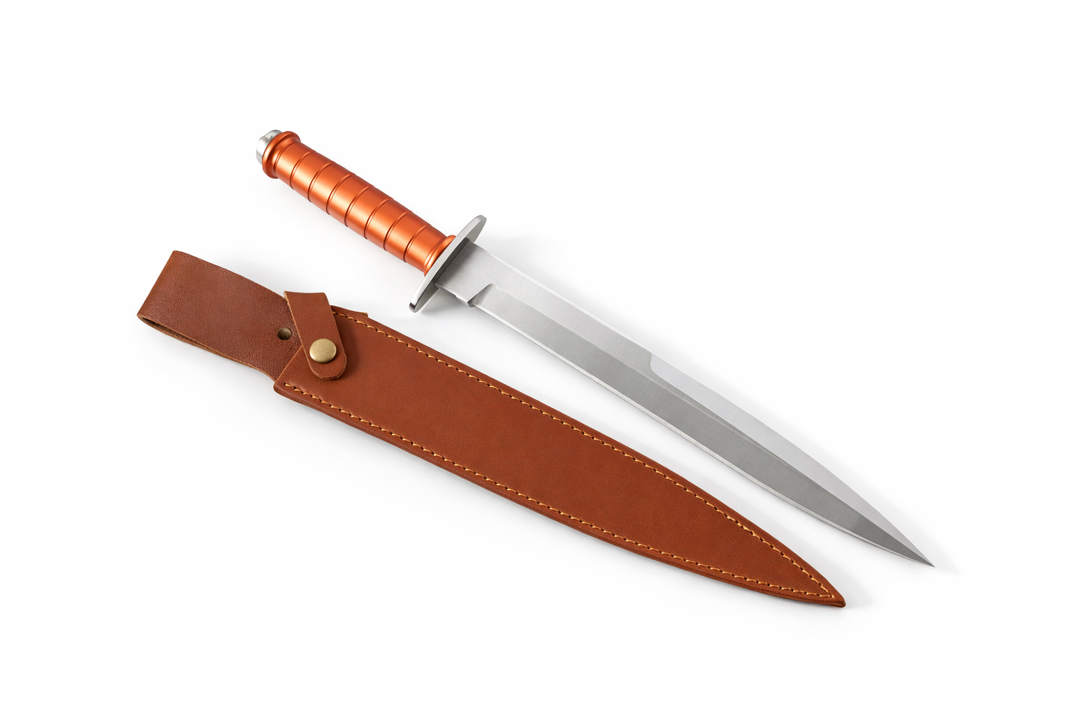 Кама масивна изцяло алуминиева метална дръжка едностранно заточено острие и кожена кания