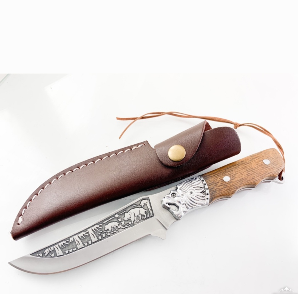 Руски ловен нож фултанг Лъв стомана 65х13 и кожена кания