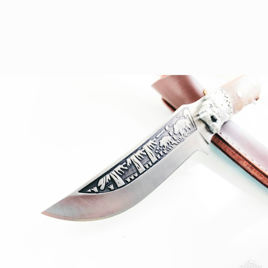 Руски ловен нож фултанг Лъв стомана 65х13 и кожена кания