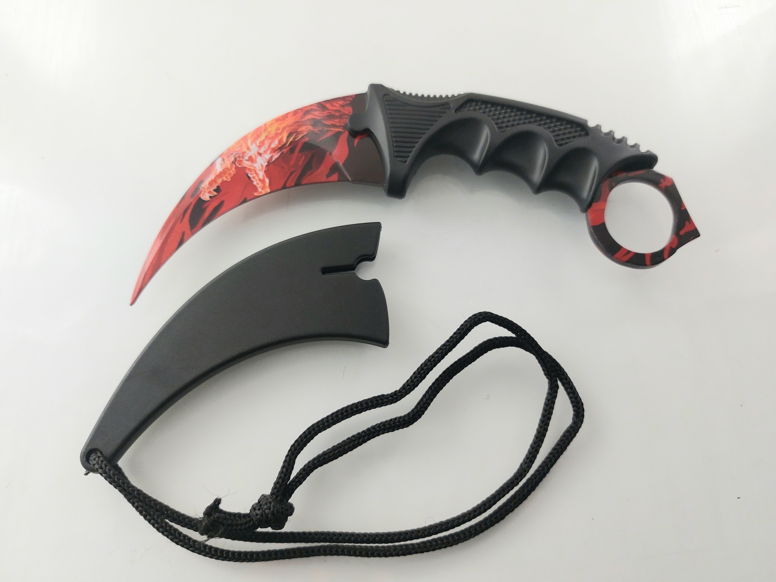 CS GO - червен дракон karambit карамбит нож за тренировка начинаещи незаточен
