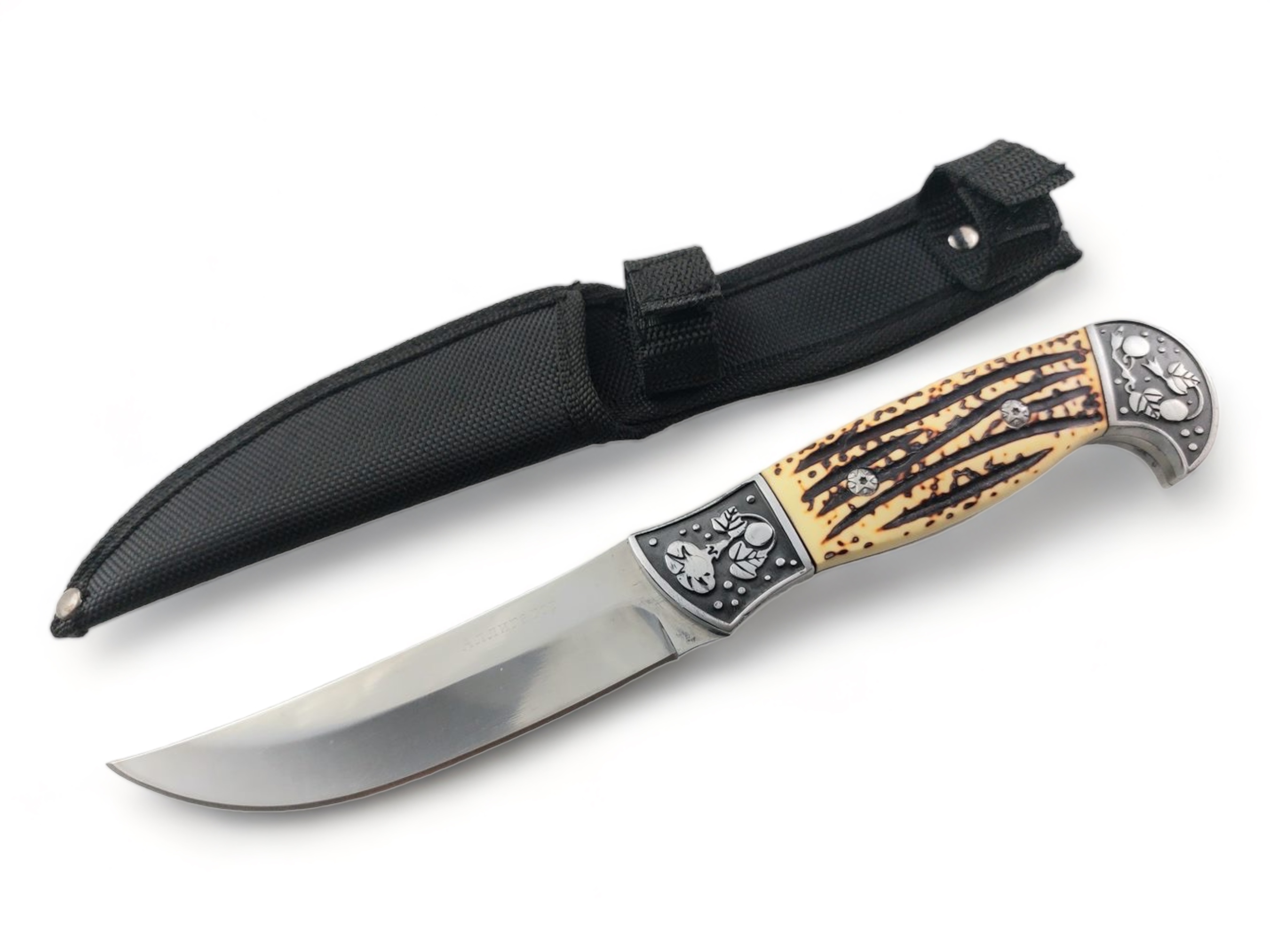 Руски ловен нож фултанг с метални гардове инкрустирани - Алигатор стал 65х13