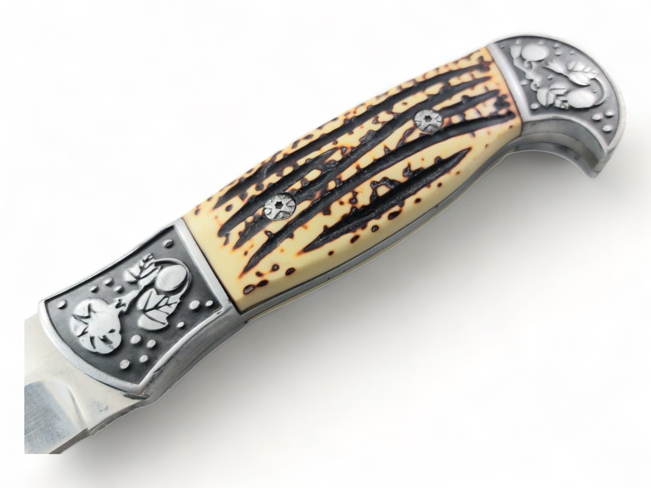 Руски ловен нож фултанг с метални гардове инкрустирани - Алигатор стал 65х13