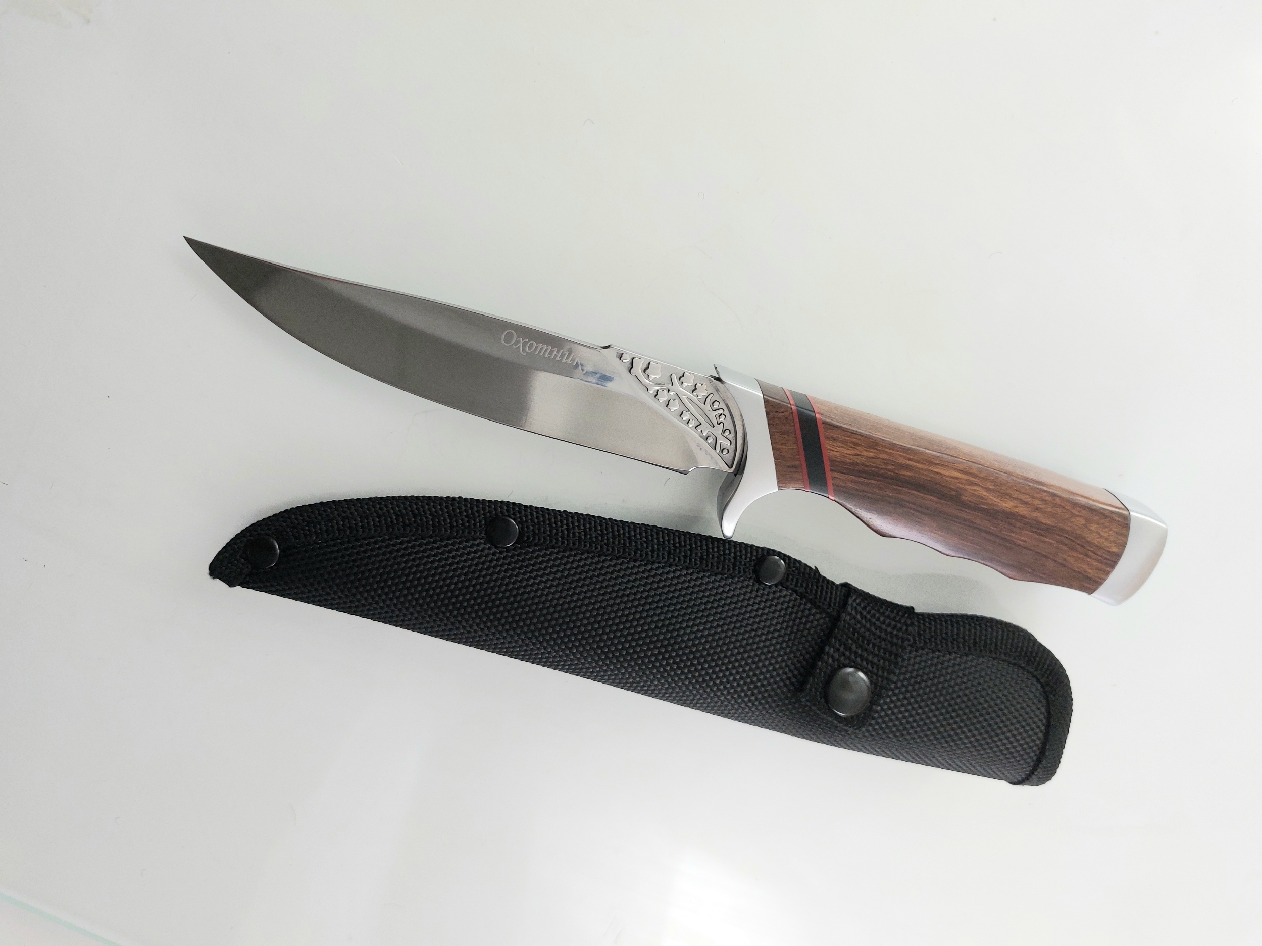Руски ловен нож с метални гардове - Охотник стал 65х13