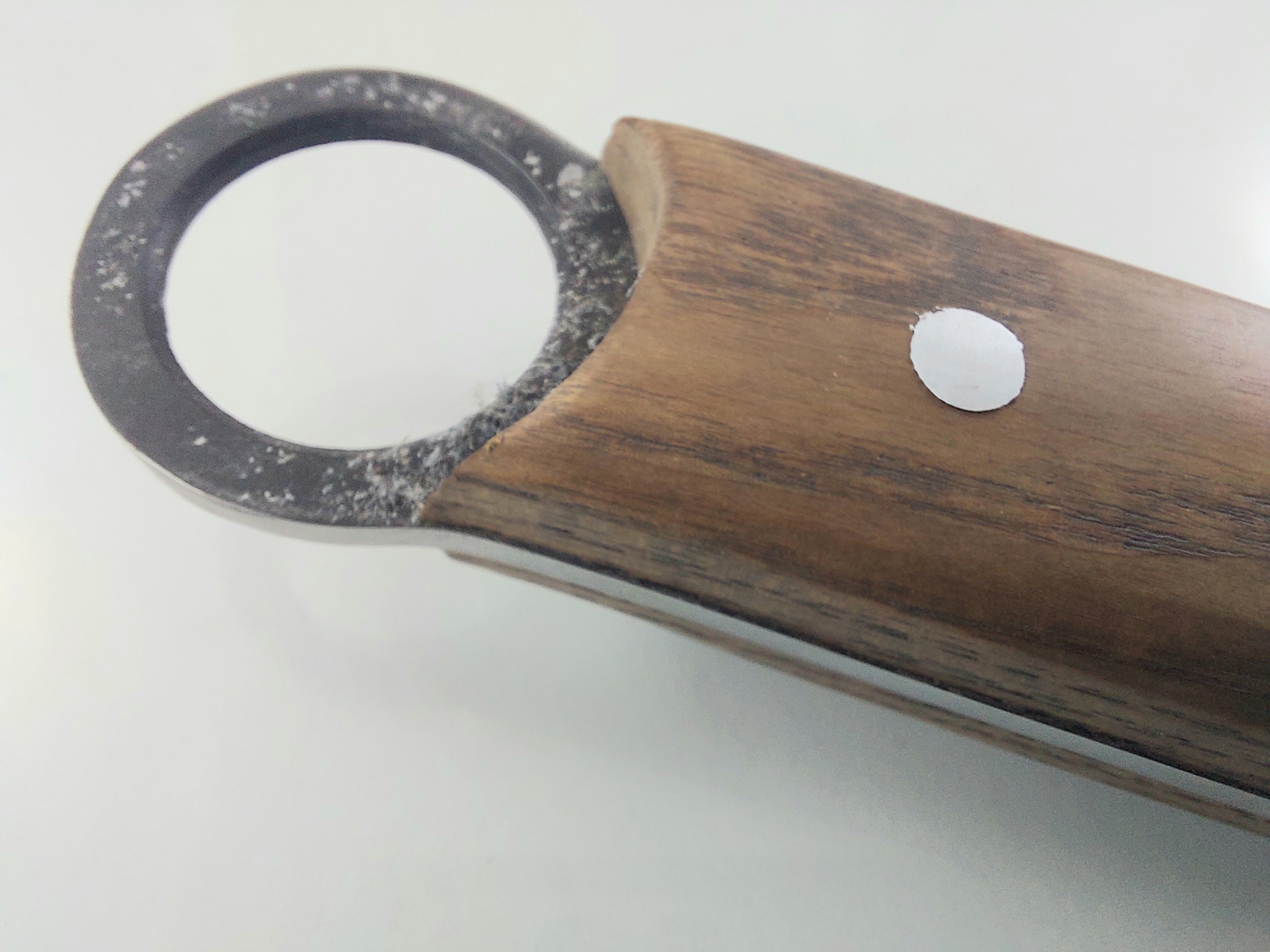 Руски ловен нож фултанг с инкрустиран ловец на острието - Охотник стал 65х13