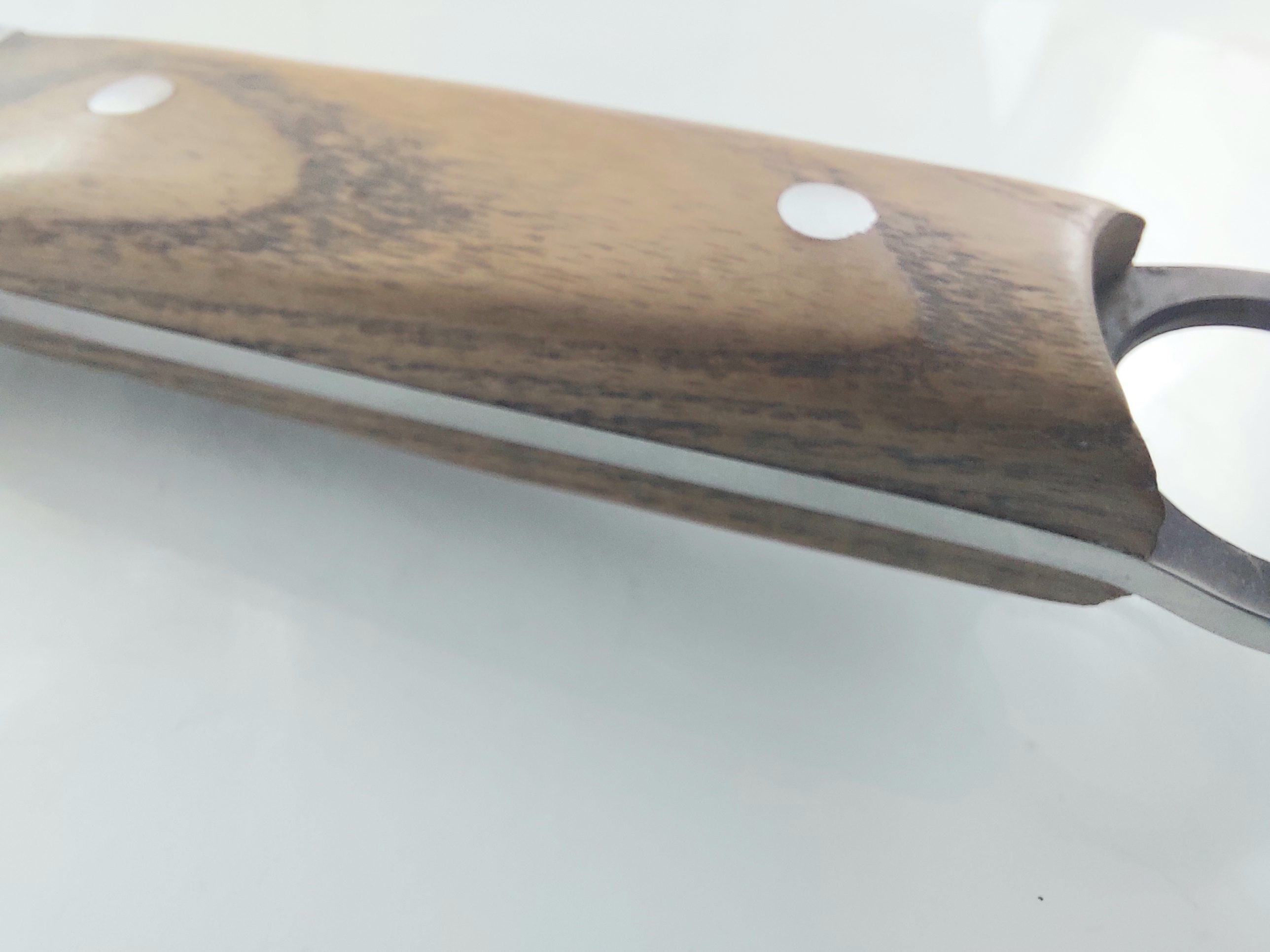 Руски ловен нож фултанг с инкрустиран ловец на острието - Охотник стал 65х13