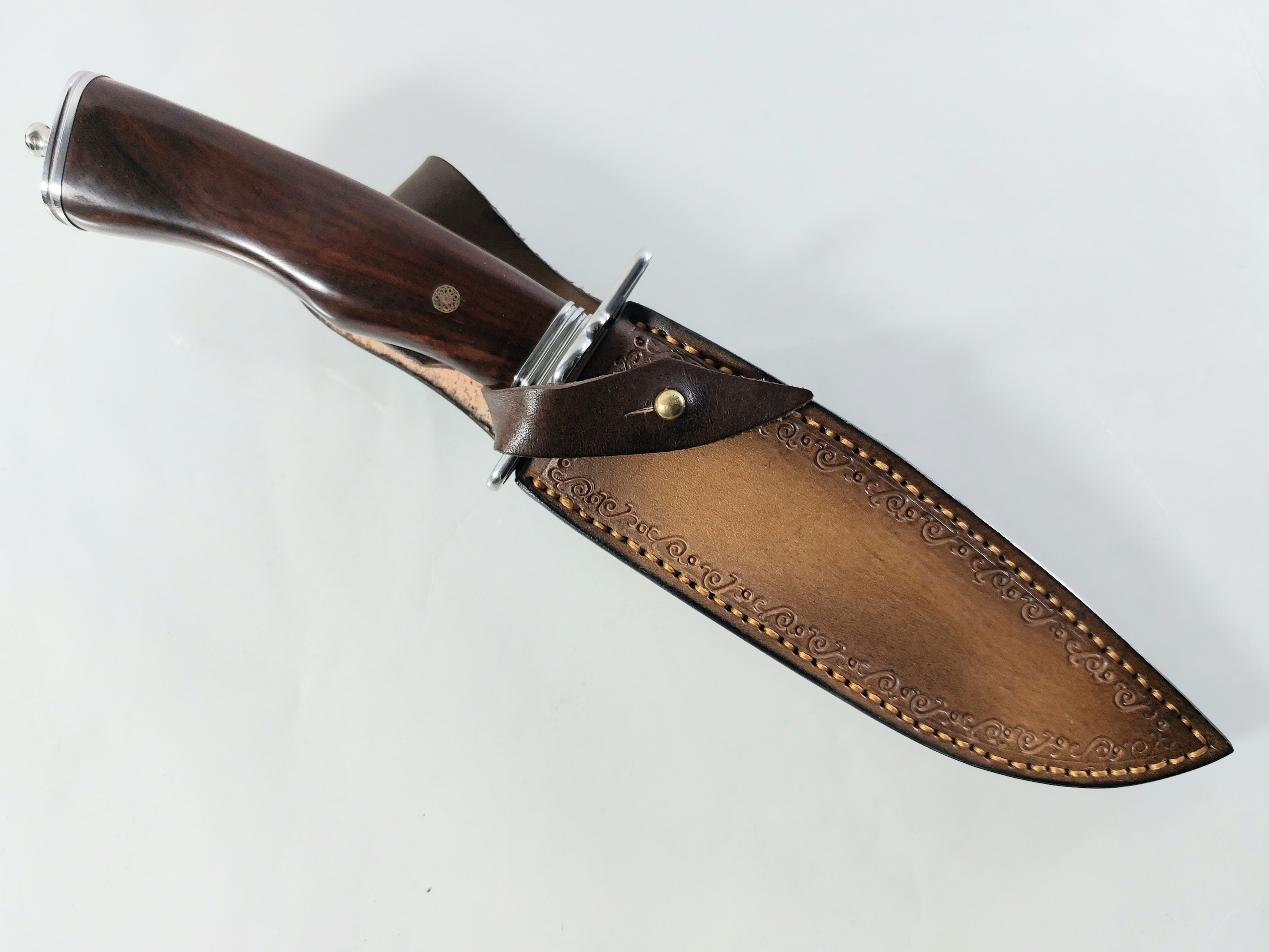Bowie knife Ръчно направен ловен нож с кожена кания стомана DC53 - VipEver
