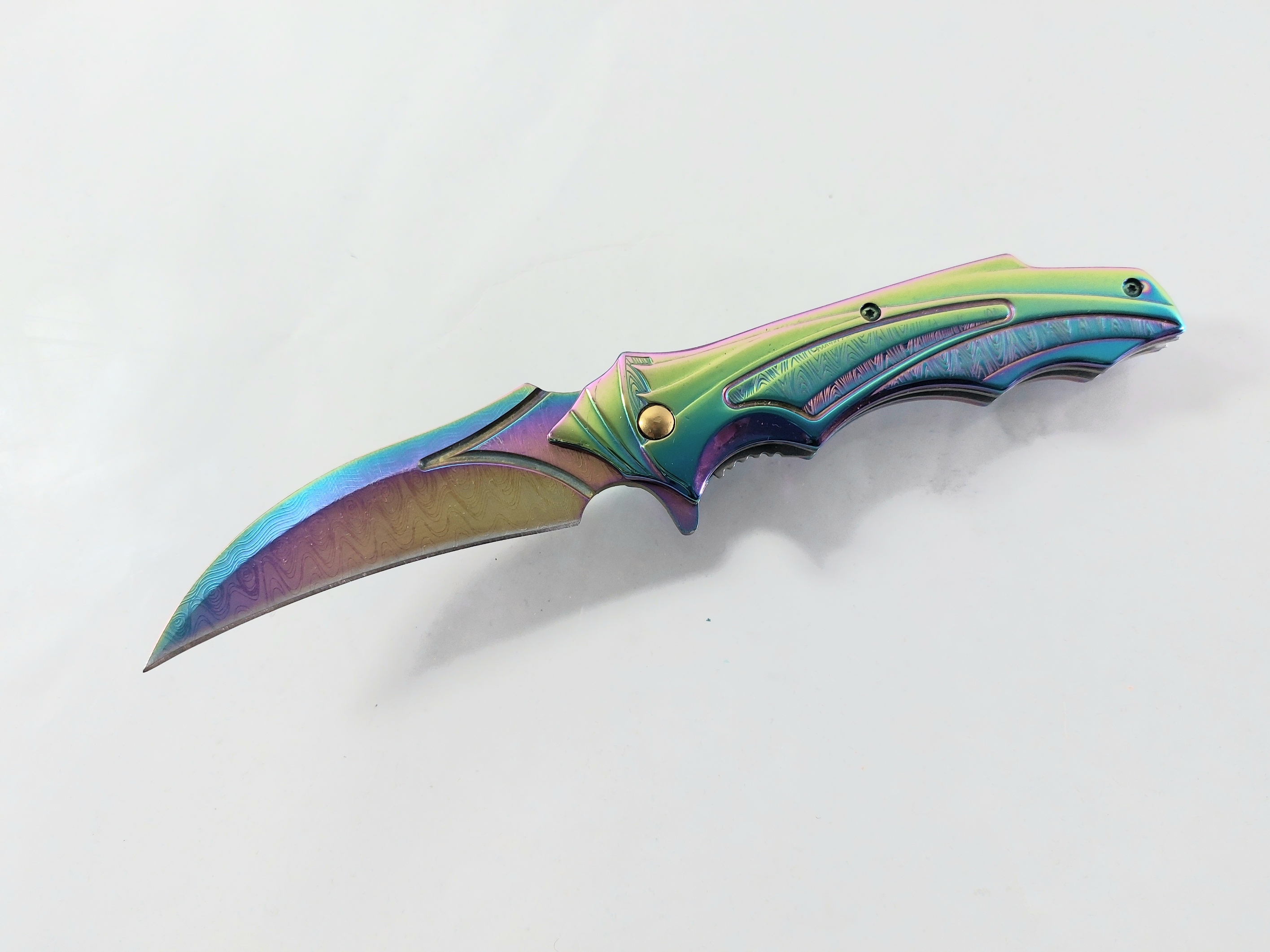 Vipever Сгъваем автоматичен джобен нож с извито острие Rainbow