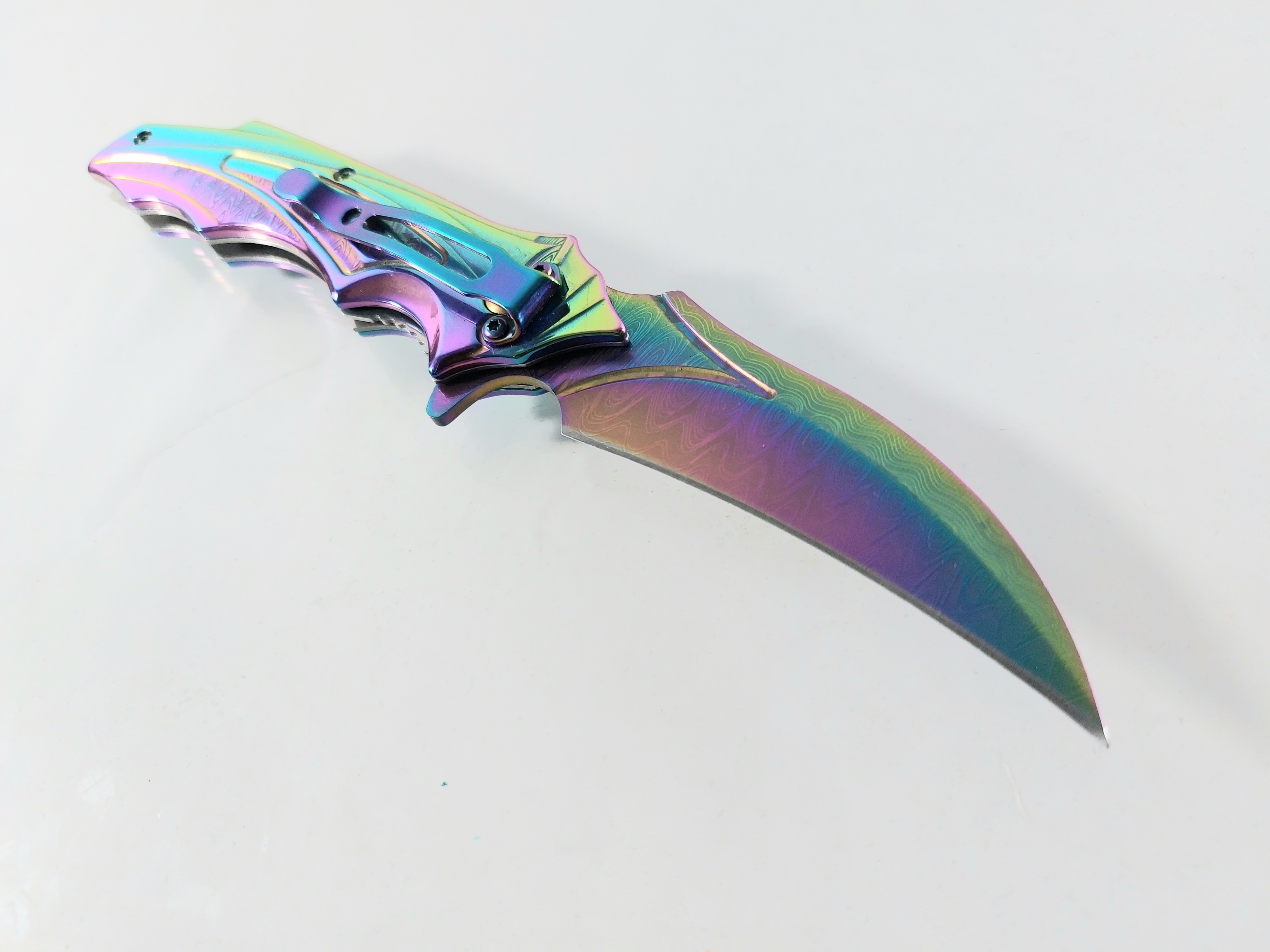 Vipever Сгъваем автоматичен джобен нож с извито острие Rainbow