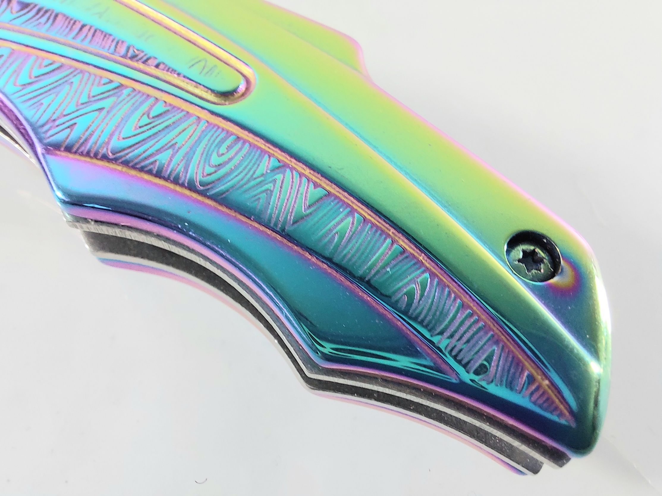 Vipever Сгъваем автоматичен джобен нож с извито острие Rainbow