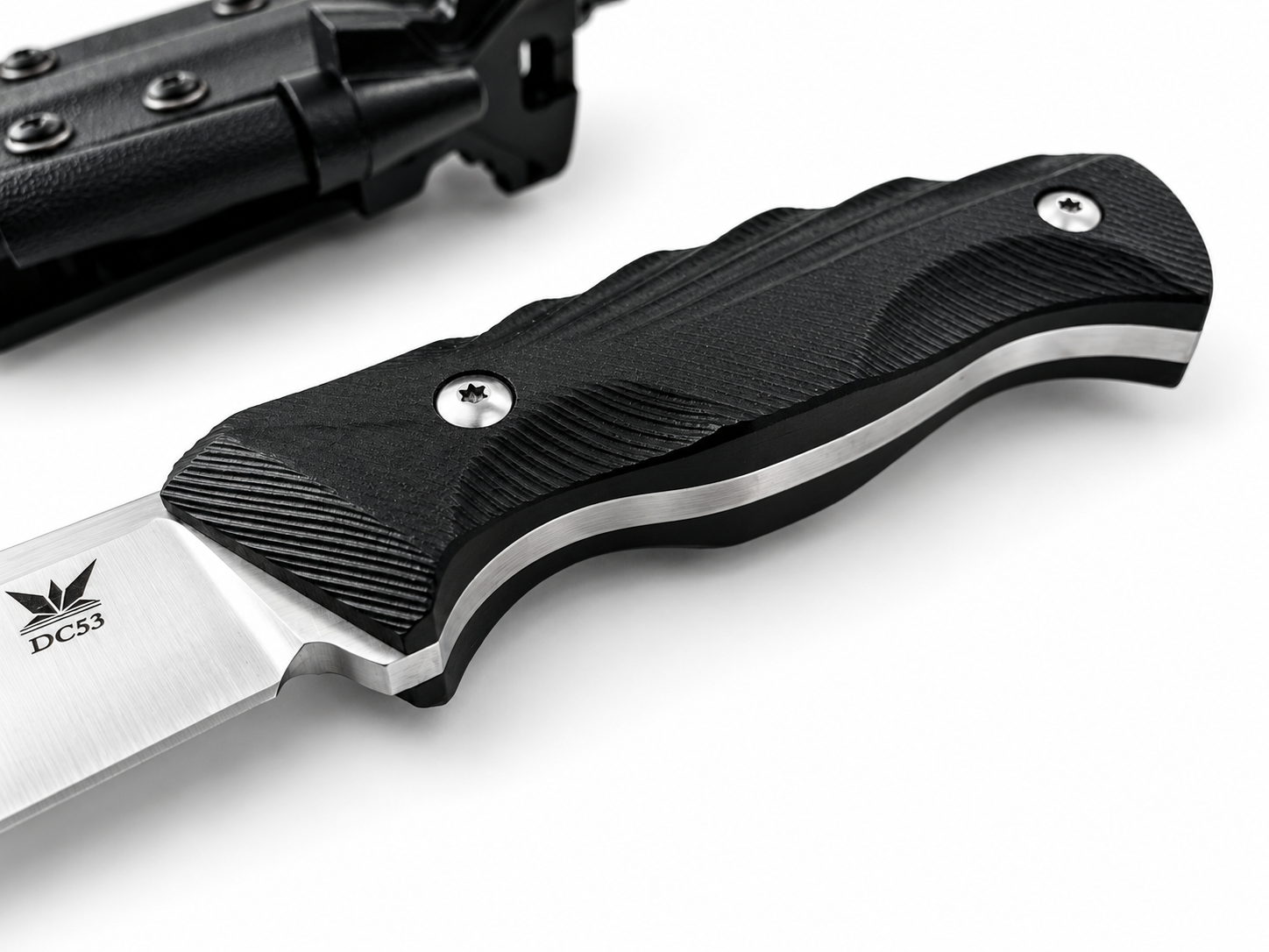 Ловен нож фултанг с Kydex калъф,магнезиева запалка DC53 Steel Military