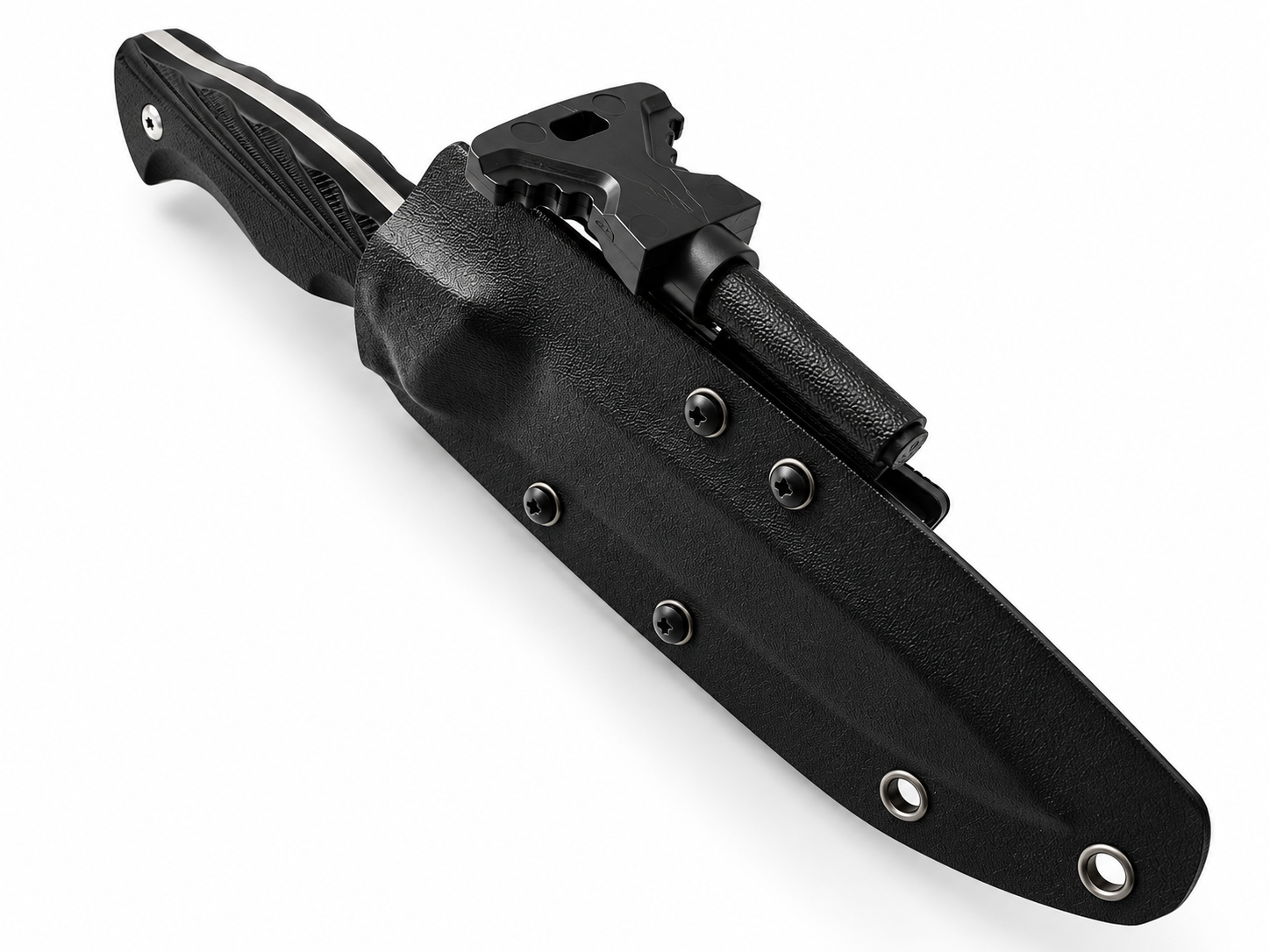 Ловен нож фултанг с Kydex калъф,магнезиева запалка DC53 Steel Military