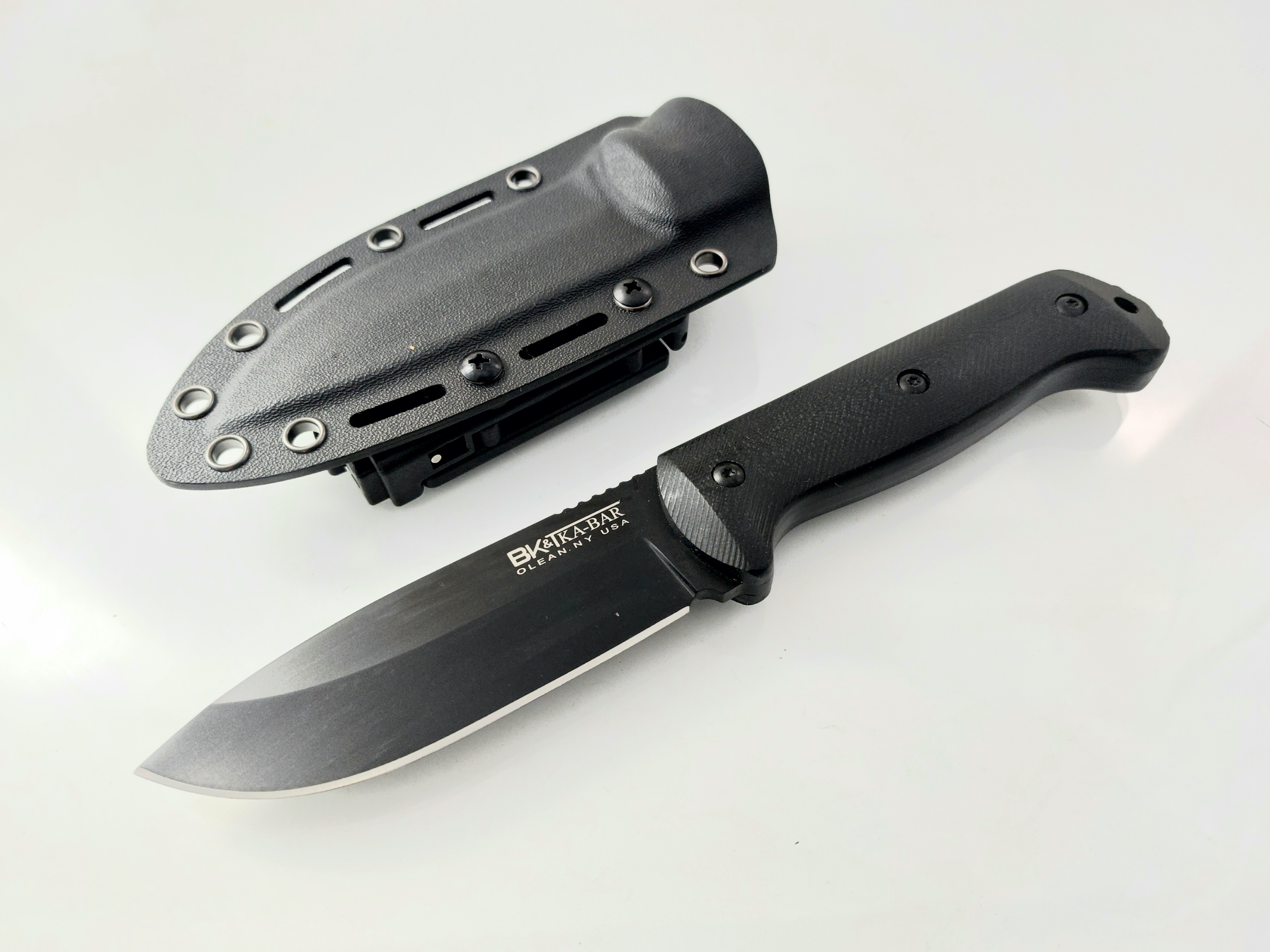 Ловен нож с черно тефлоново покритие ,фултанг с Kydex калъф, D2 Steel Military,Bk Tka-Bar