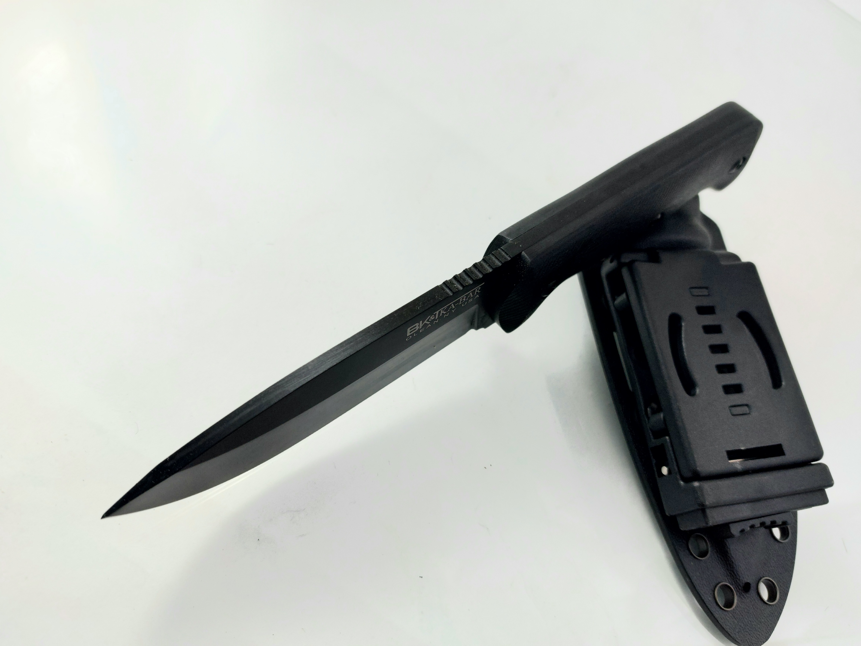 Ловен нож с черно тефлоново покритие ,фултанг с Kydex калъф, D2 Steel Military,Bk Tka-Bar