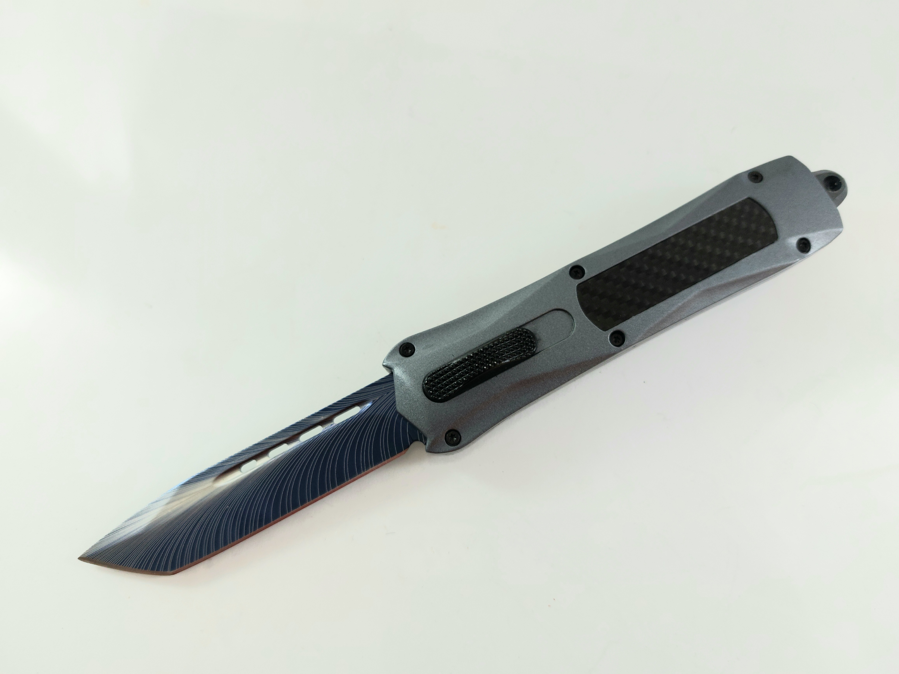 Microtech Blue Blade OTF- сгъваем автоматичен нож Танто острие с клипс и калъф