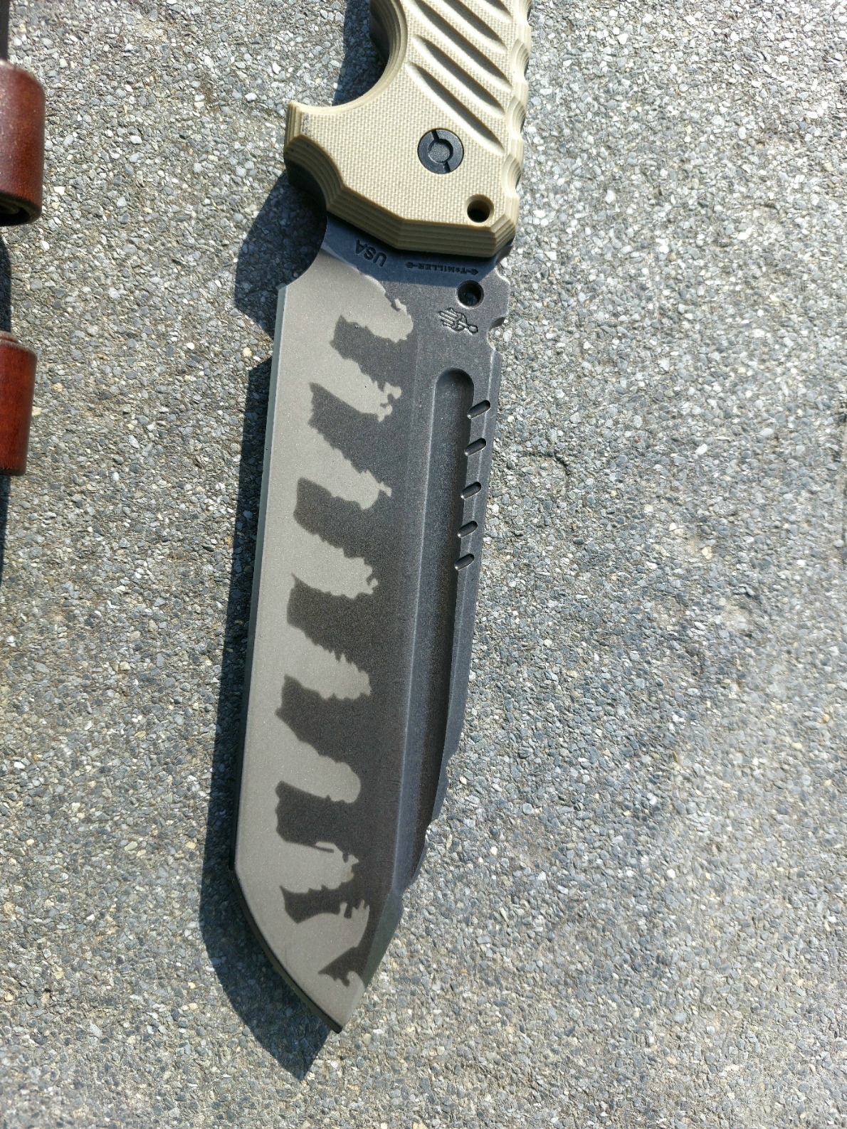 Боен ловен тактически нож фултанг G10 дръжка Kydex калъф с кожени ремъци