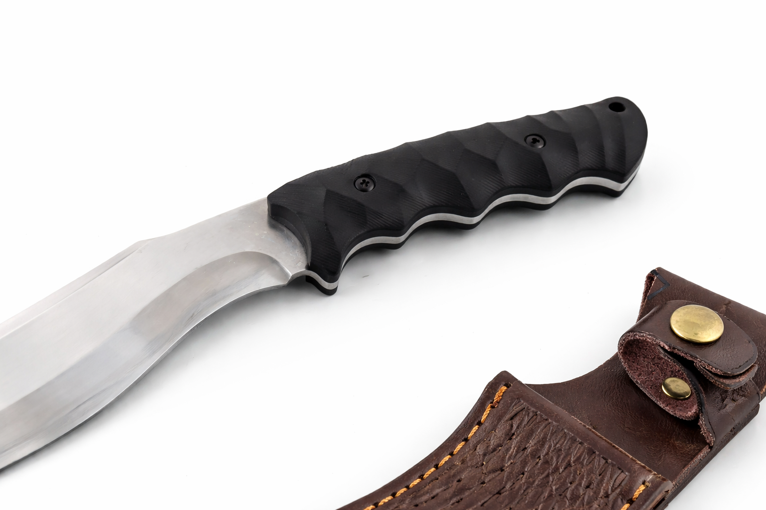Ловен нож тип кукри с G10 дръжка и кожена кания