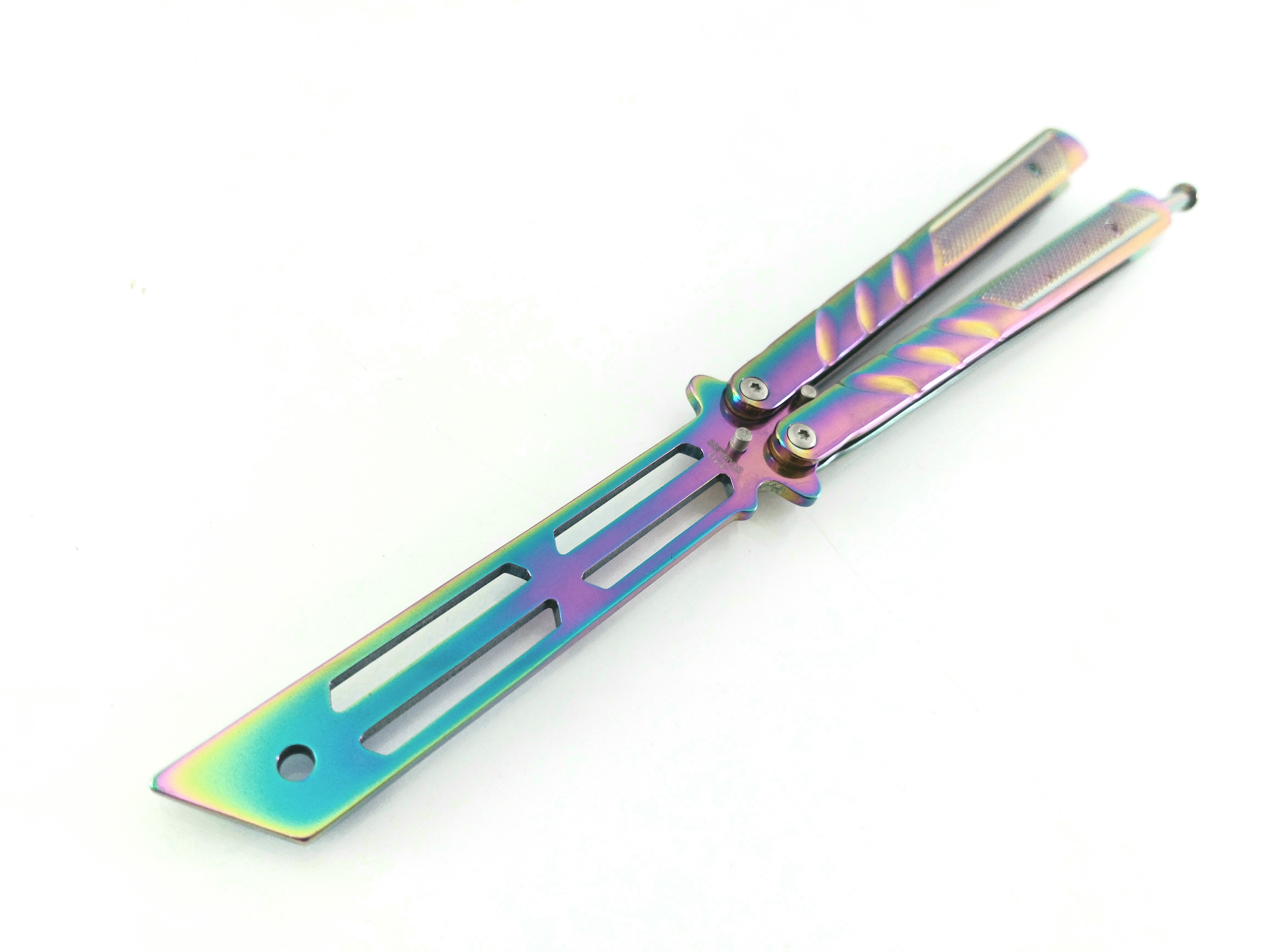 Rainow butterfly knife тип танто нож пеперуда незаточен тренировъчен футуристичен дизайн