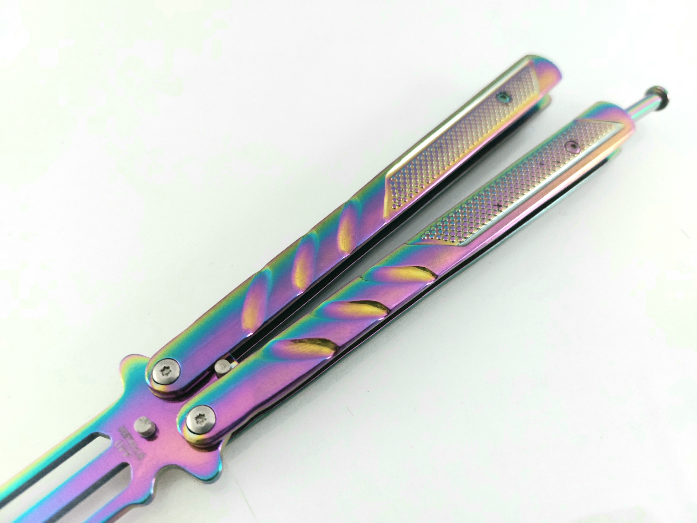 Rainow butterfly knife тип танто нож пеперуда незаточен тренировъчен футуристичен дизайн