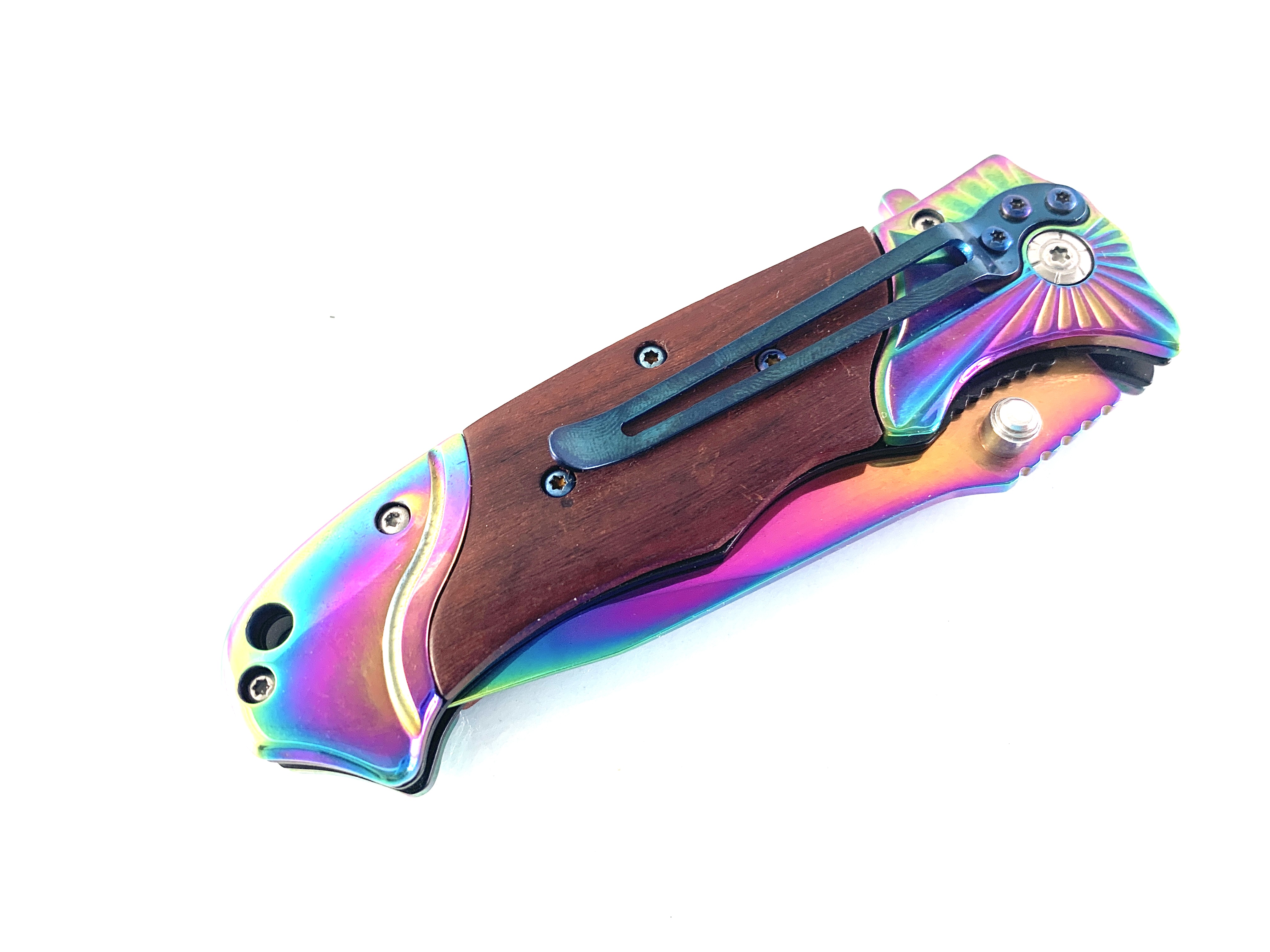 Сгъваем полуавтоматичен нож Browning FA29 - 1 Rainbow с дървени чирени