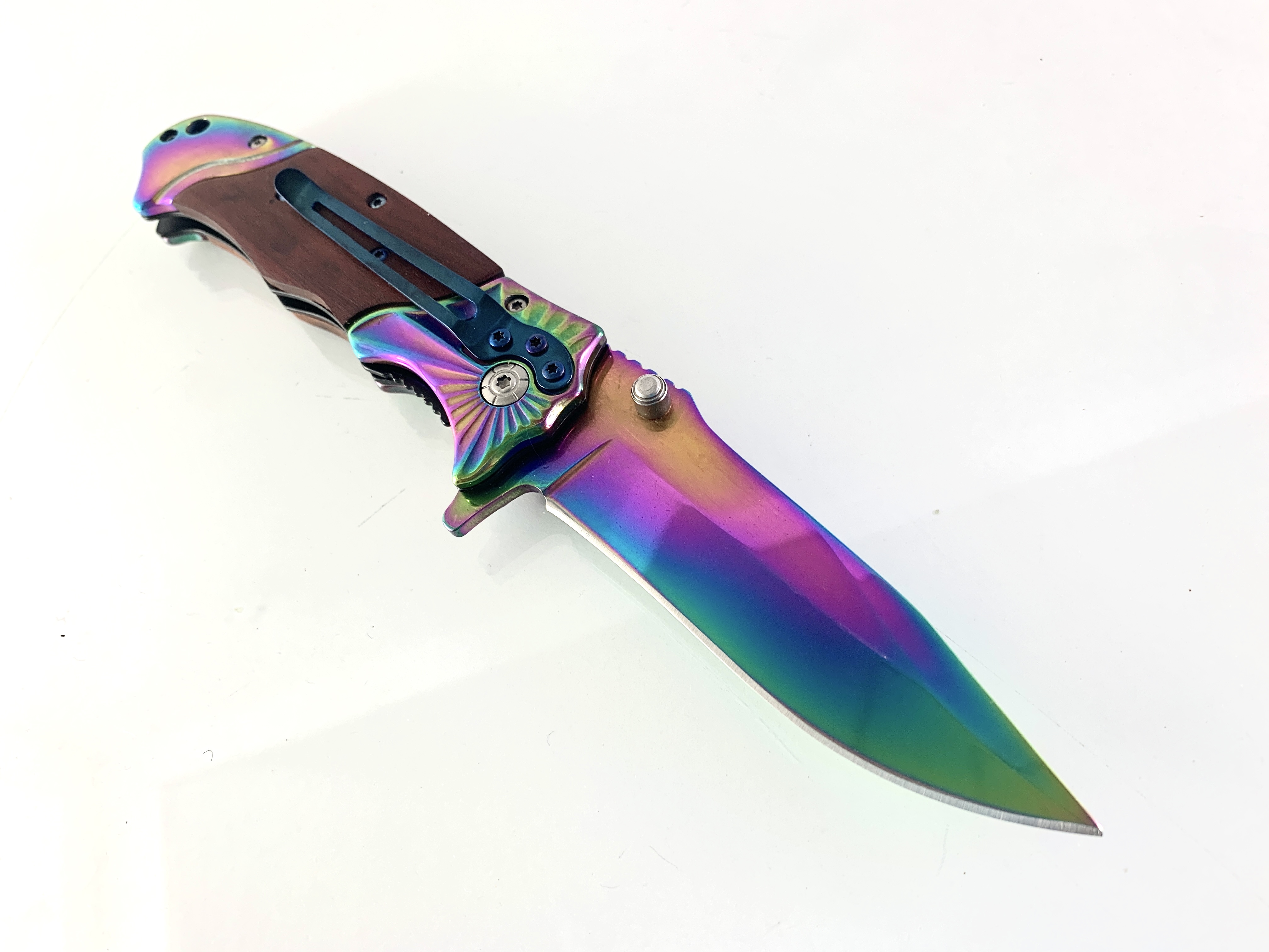 Сгъваем полуавтоматичен нож Browning FA29 - 1 Rainbow с дървени чирени