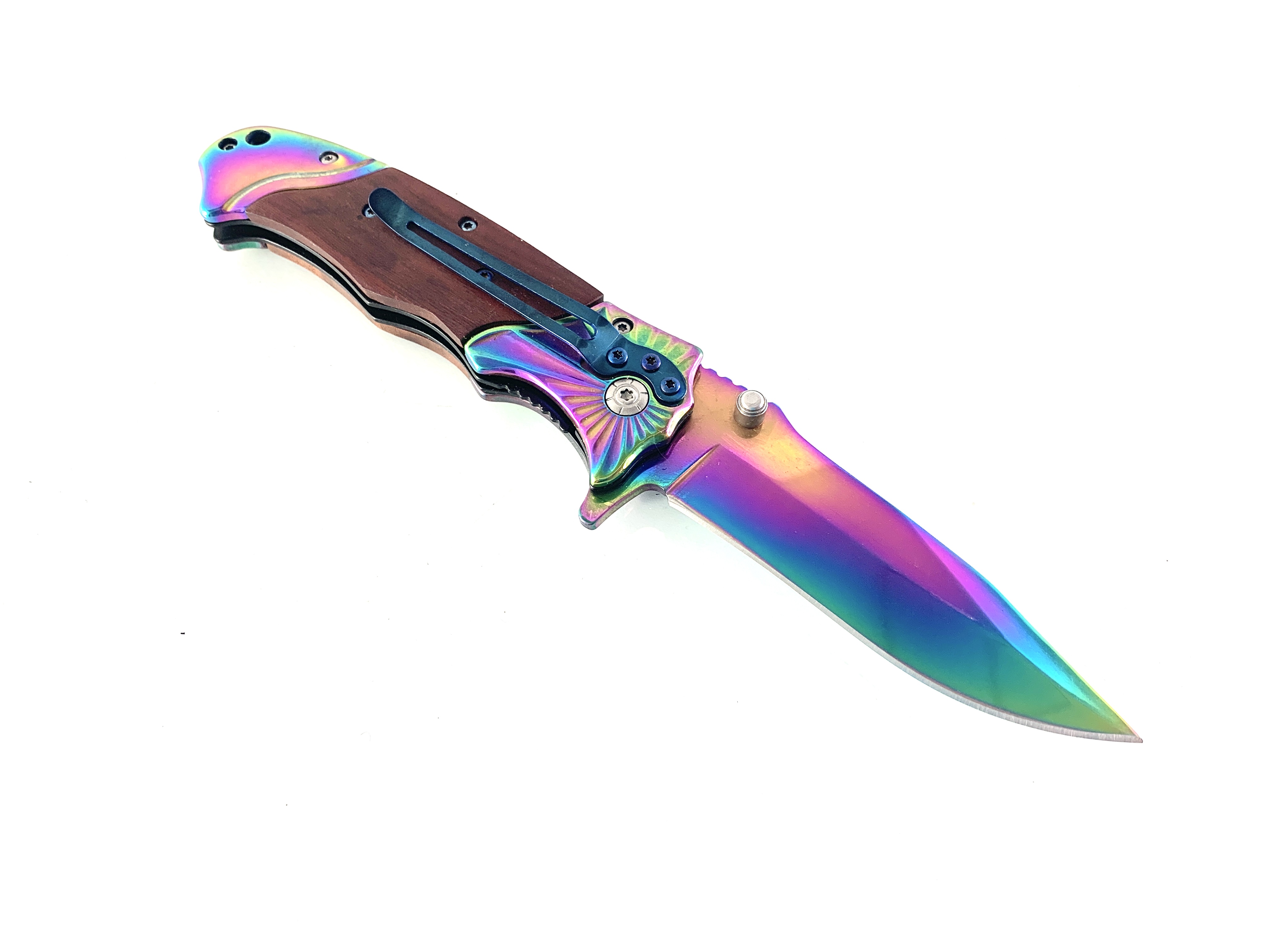 Сгъваем полуавтоматичен нож Browning FA29 - 1 Rainbow с дървени чирени
