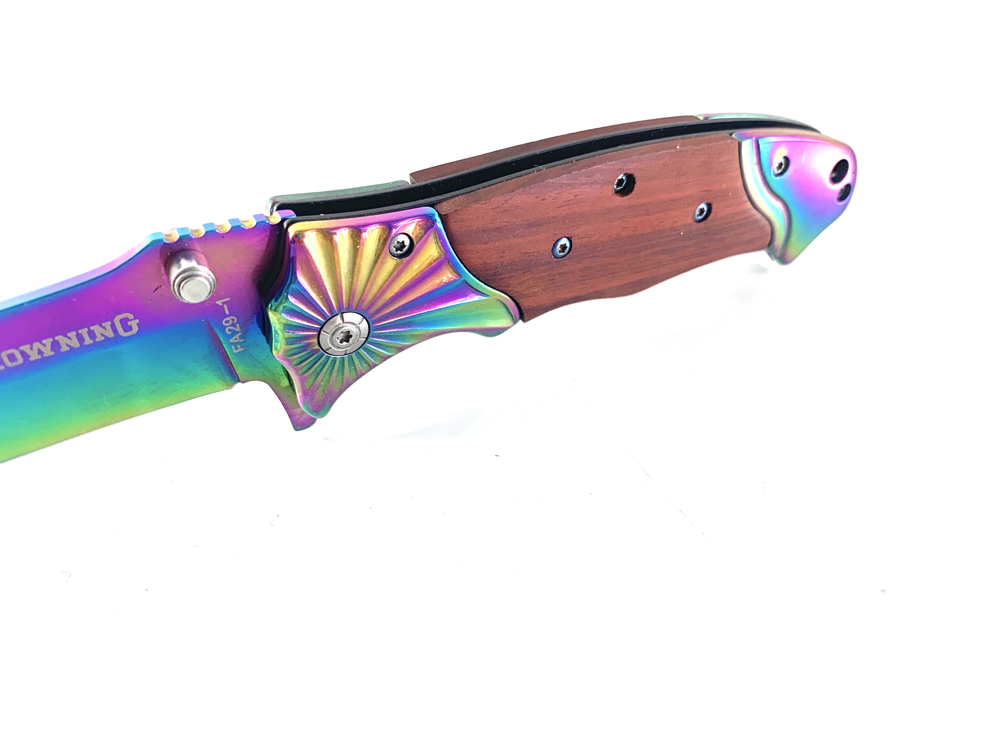Сгъваем полуавтоматичен нож Browning FA29 - 1 Rainbow с дървени чирени