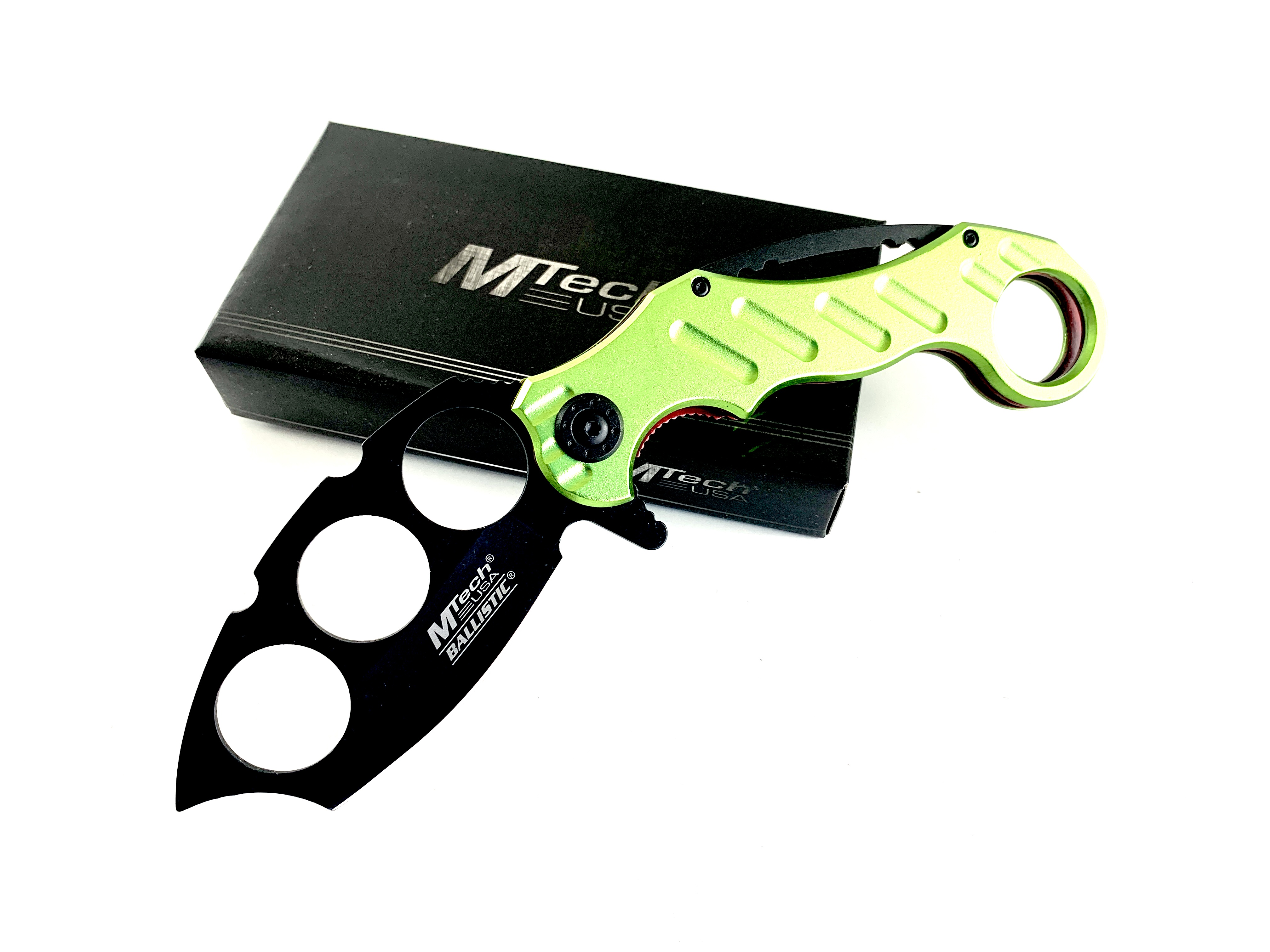MTECH USA BALLISTIC MT-A863 - фосфорно зелен сгъваем автоматичен нож бокс