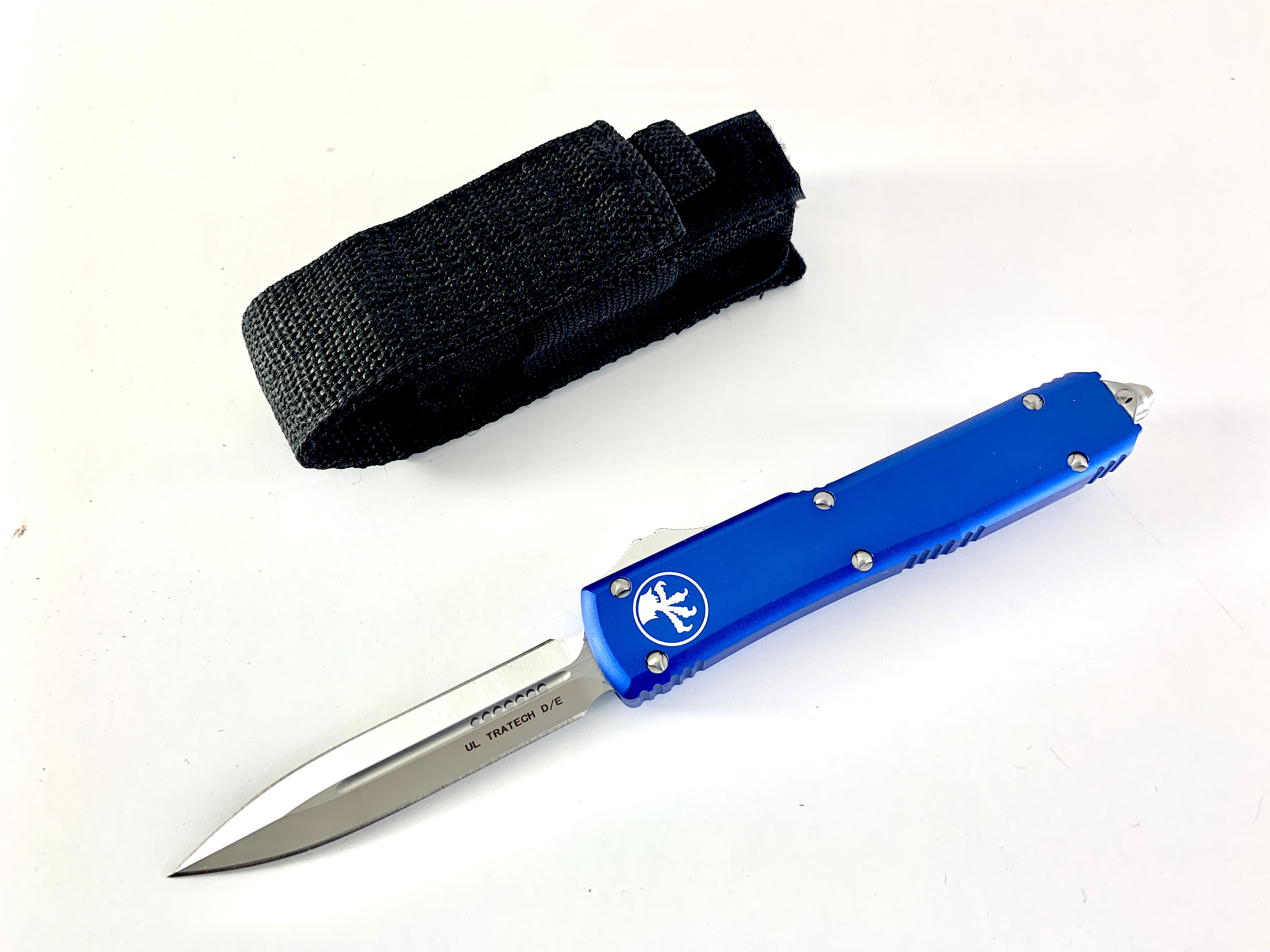 Автоматичен сгъваем нож кама двуостра с клипс Blue color OTF Reelectra