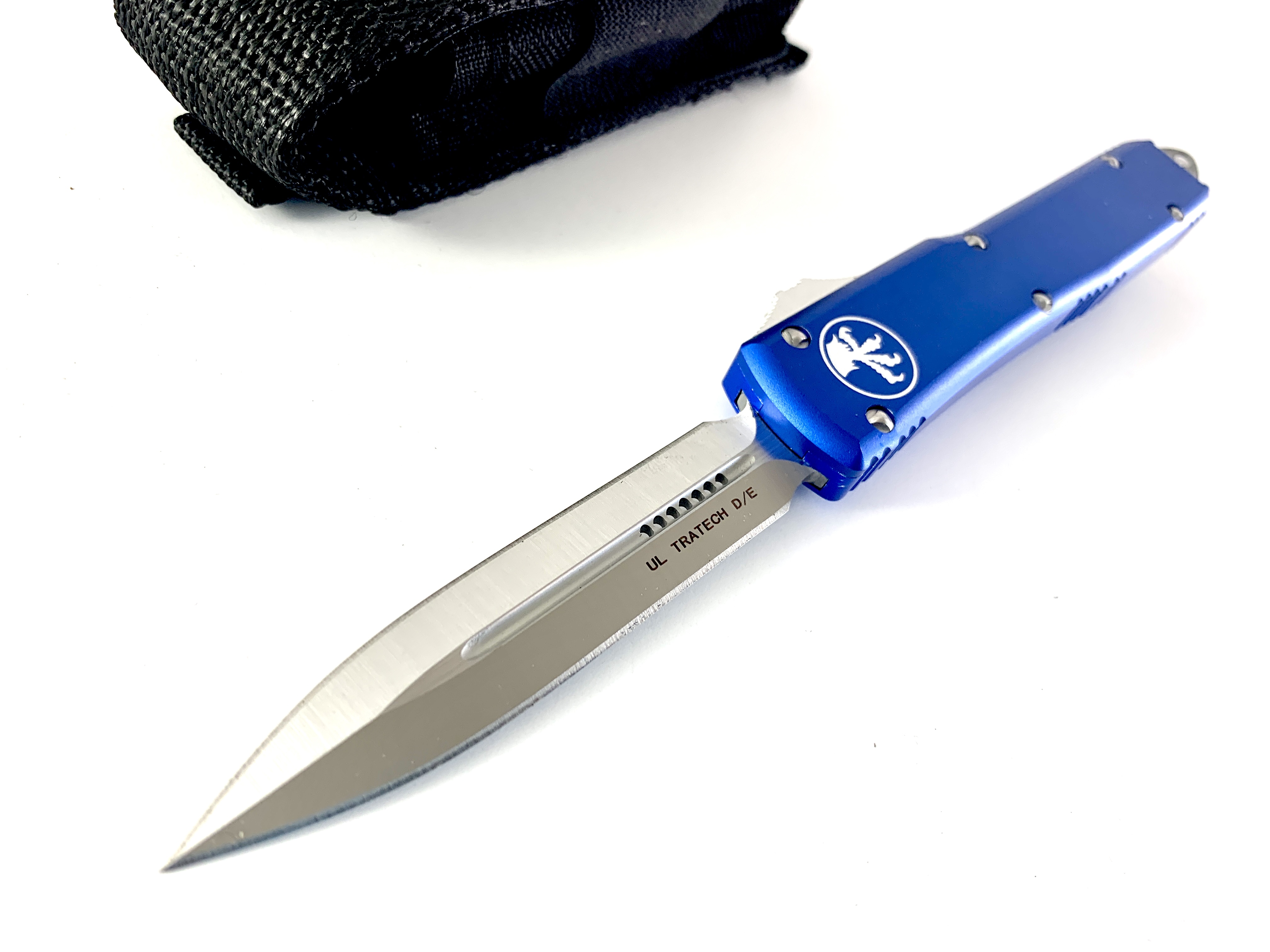Автоматичен сгъваем нож кама двуостра с клипс Blue color OTF Reelectra