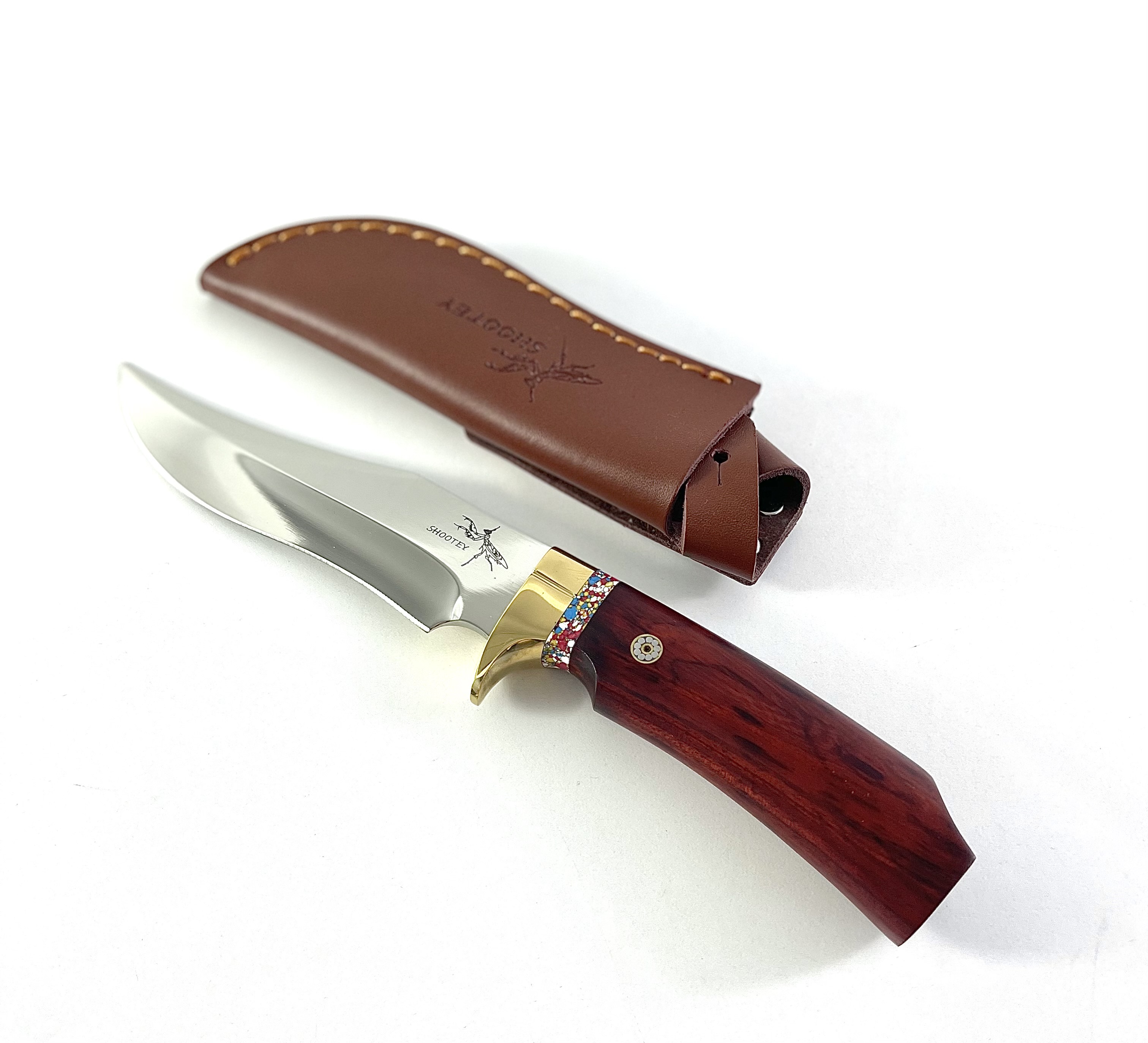 Ловен нож с красива дървена кутия и кожена кания - Knife Amanlong