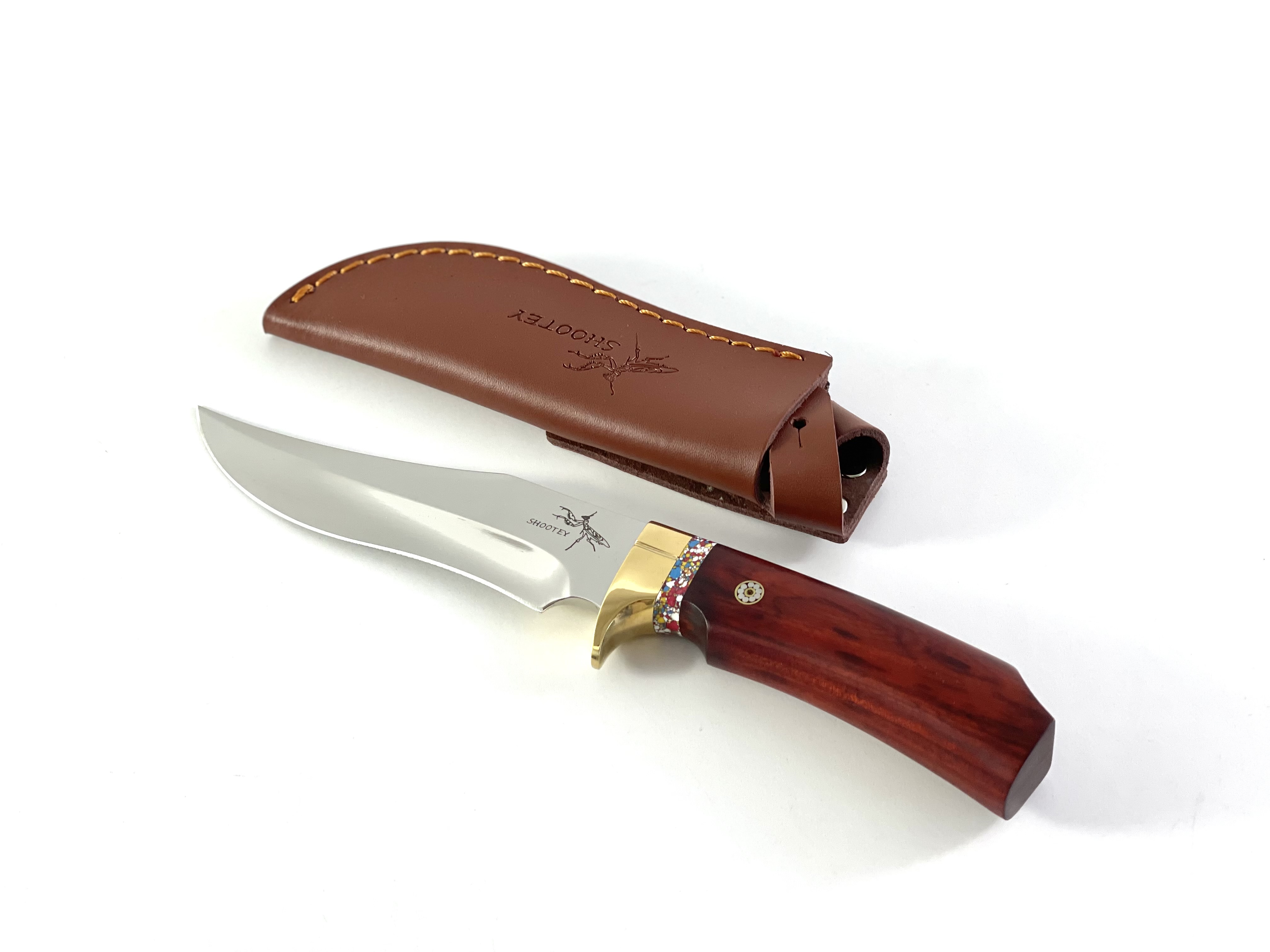 Ловен нож с красива дървена кутия и кожена кания - Knife Amanlong