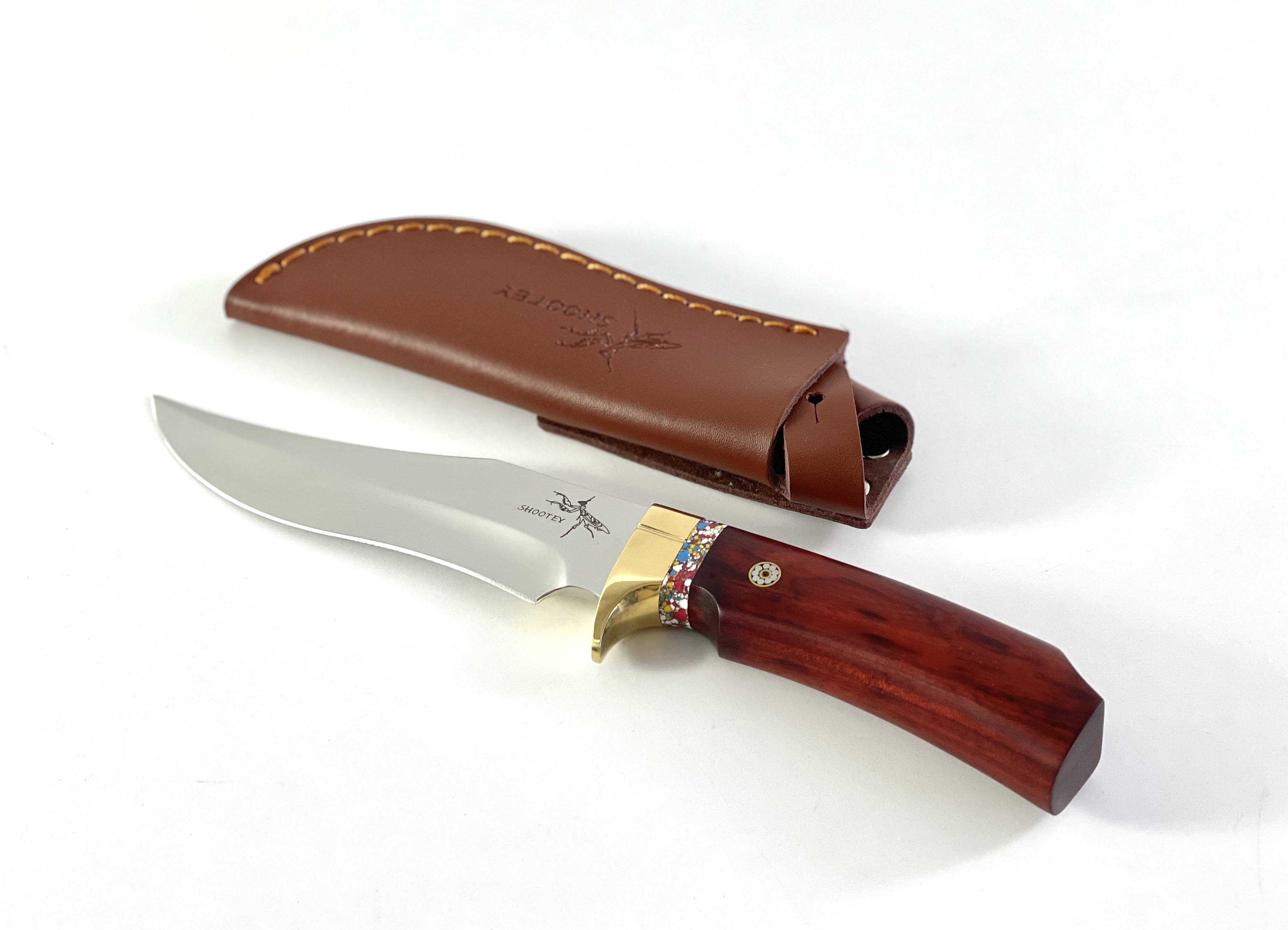 Ловен нож с красива дървена кутия и кожена кания - Knife Amanlong